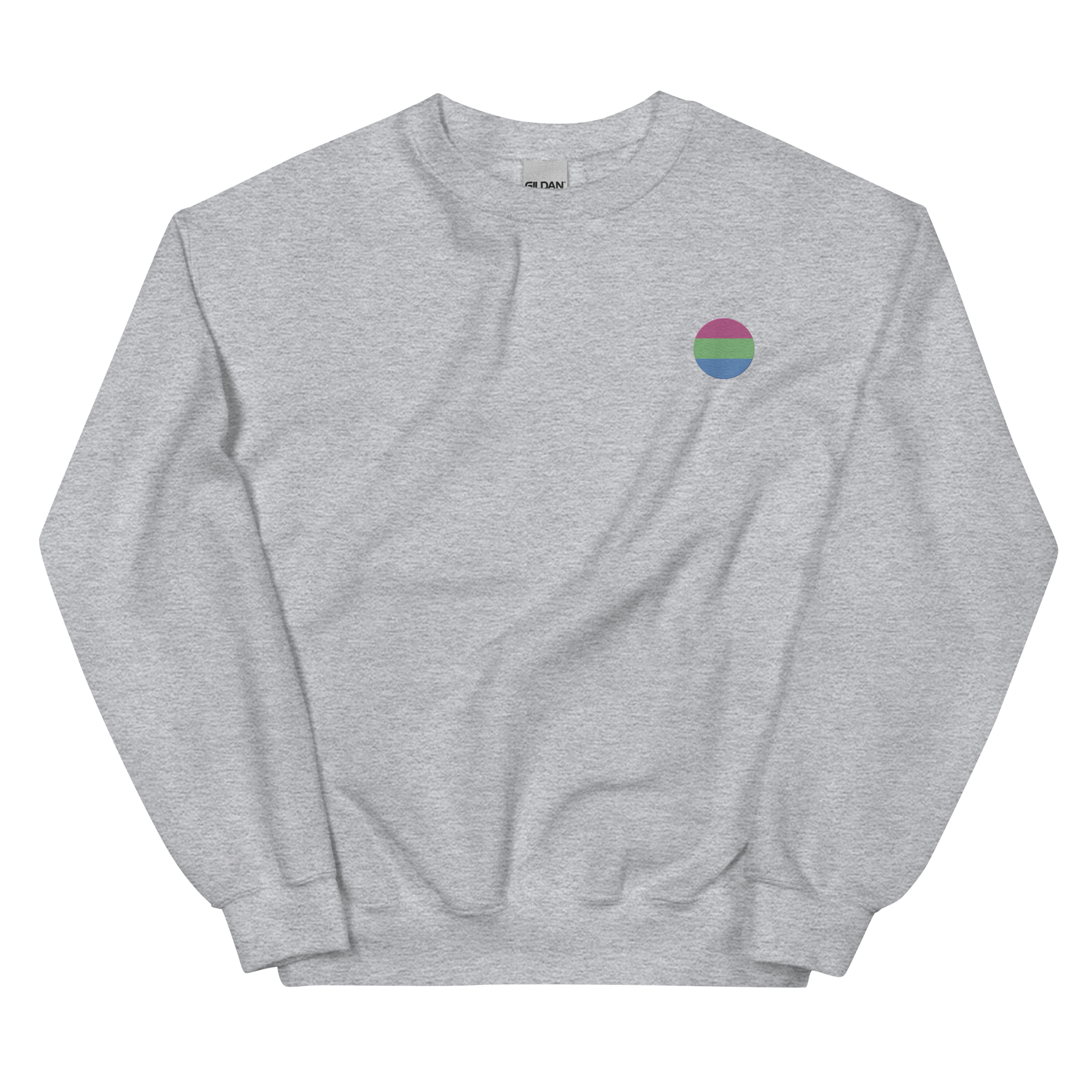 Polysexual Flag Embroidered Circle Sweatshirt: Celebratory LGBTQ+ Pride Design