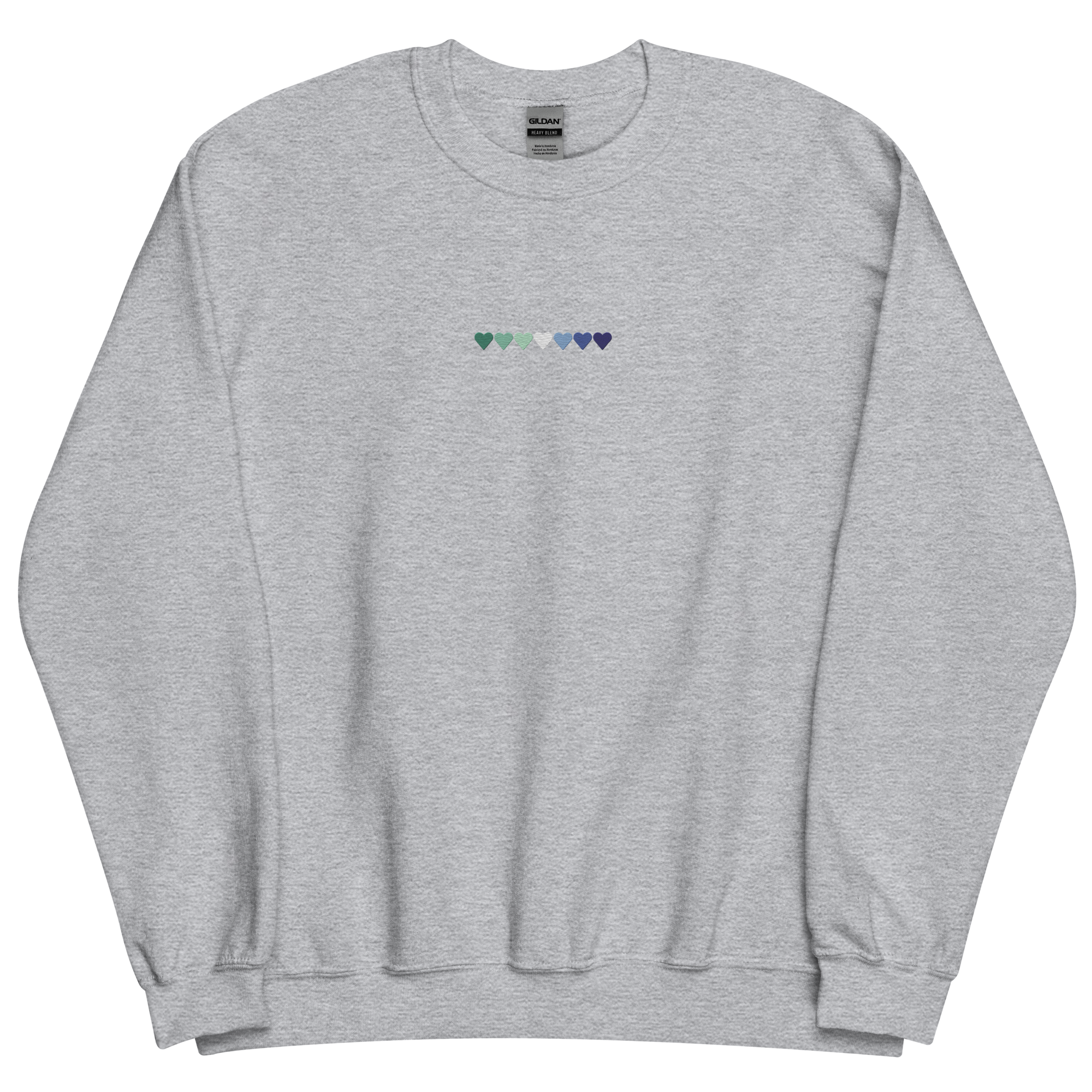 Embroidered Gay Pride Sweatshirt: Pride Flag Horizontal Heart Design