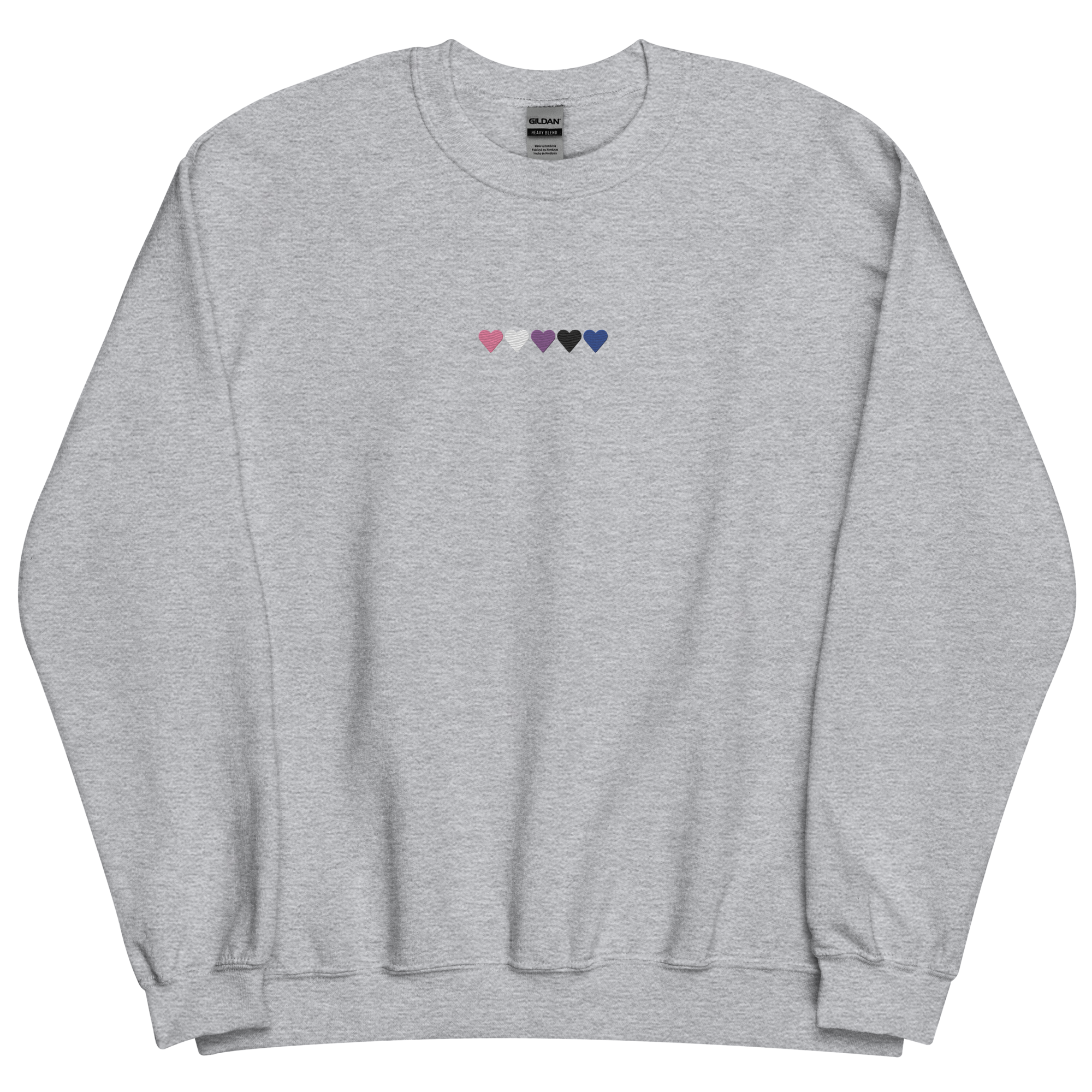 Embroidered Genderfluid Sweatshirt: Pride Flag Horizontal Heart Design
