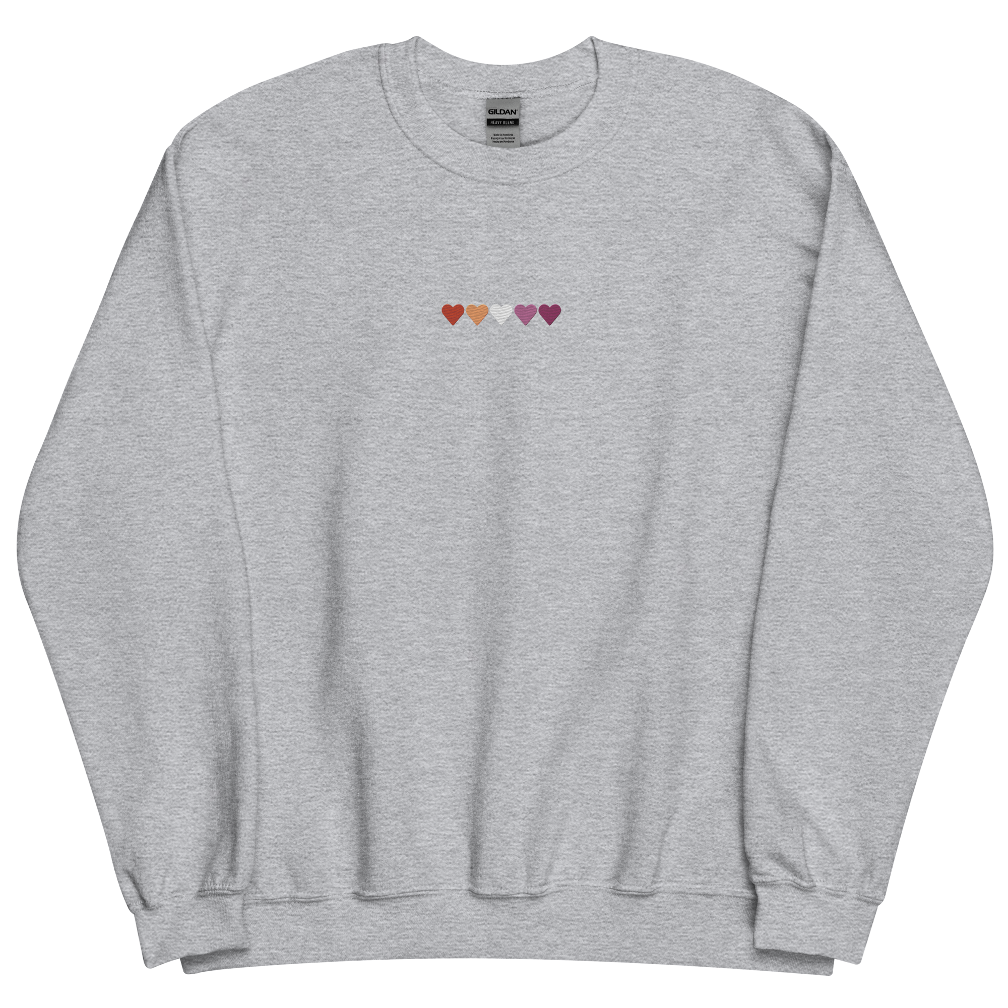 Embroidered Lesbian Sweatshirt: Pride Flag Horizontal Heart Design