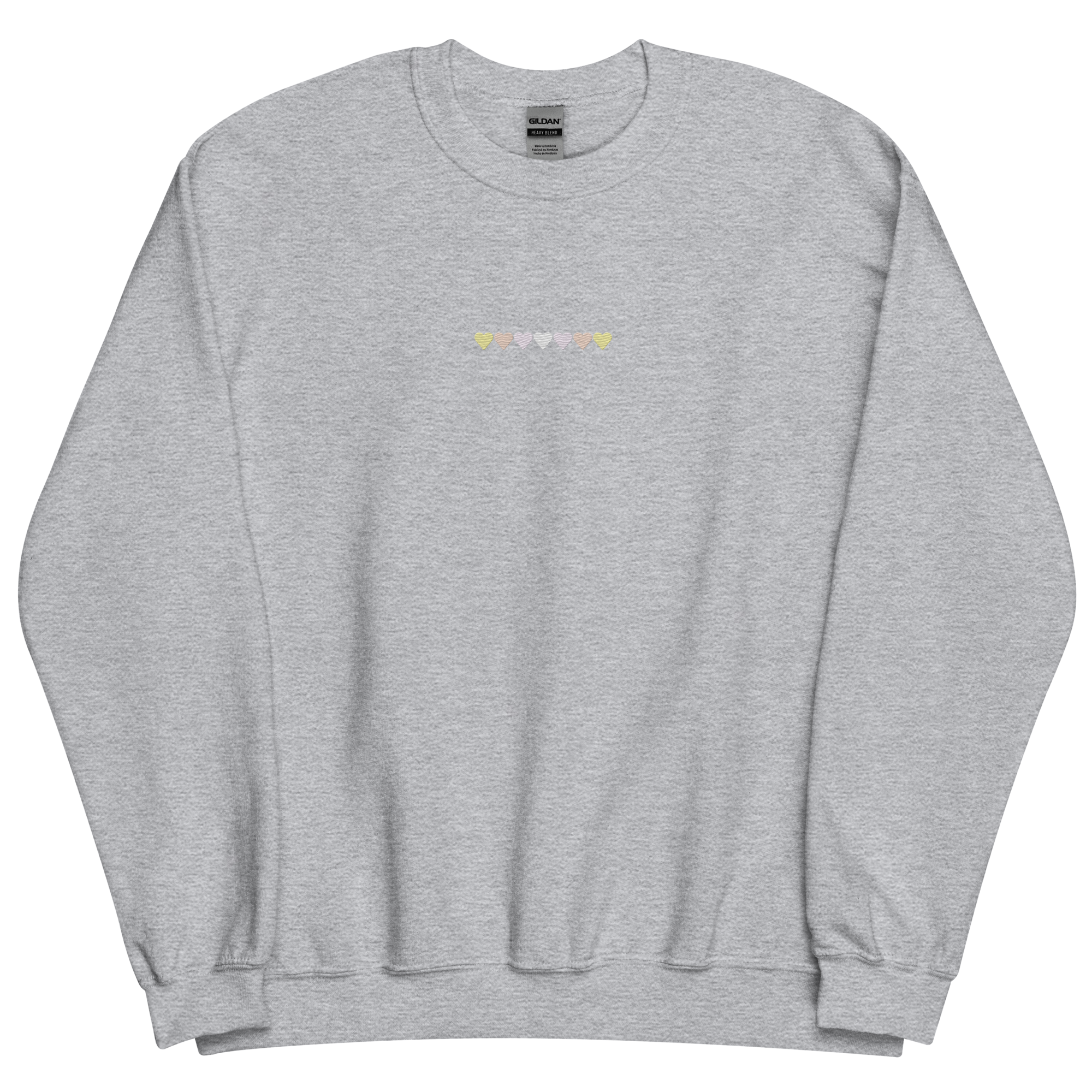 Embroidered Pangender Sweatshirt: Pride Flag Horizontal Heart Design