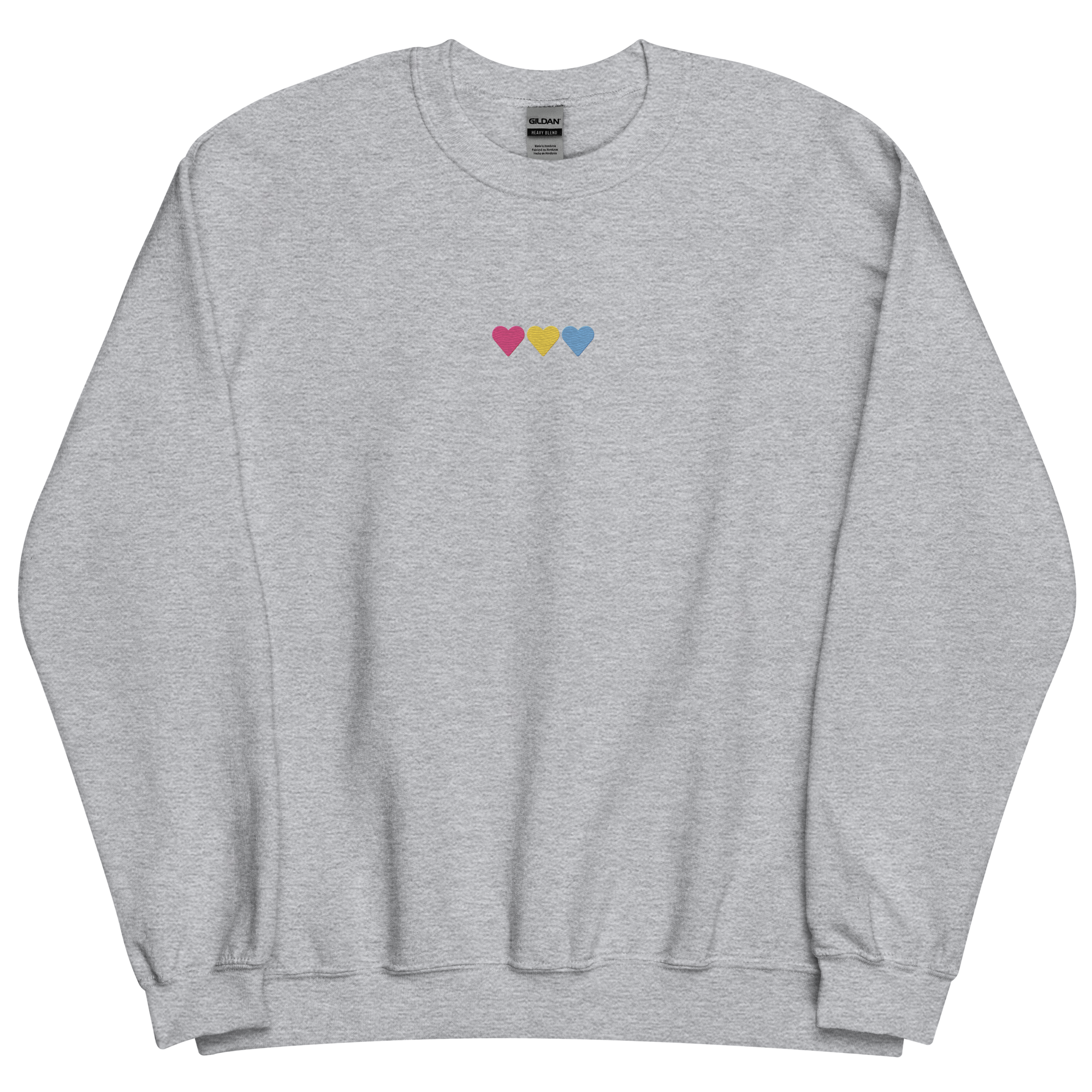 Embroidered Pansexual Sweatshirt: Pride Flag Horizontal Heart Design