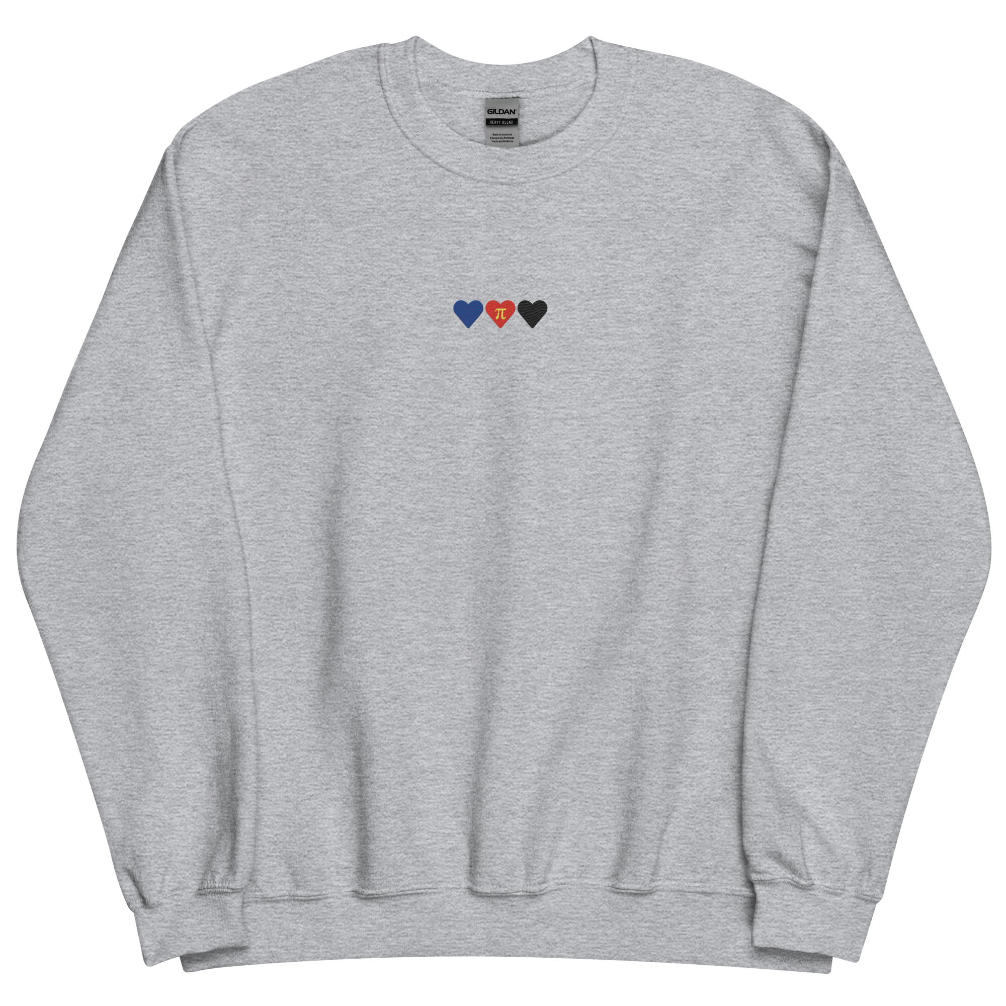 Embroidered Polyamory Sweatshirt: Pride Flag Horizontal Heart Design