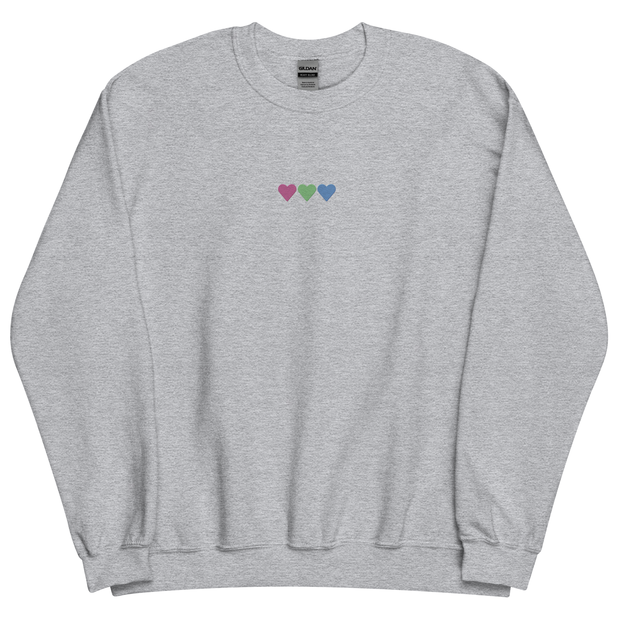 Embroidered Polysexual Sweatshirt: Pride Flag Horizontal Heart Design