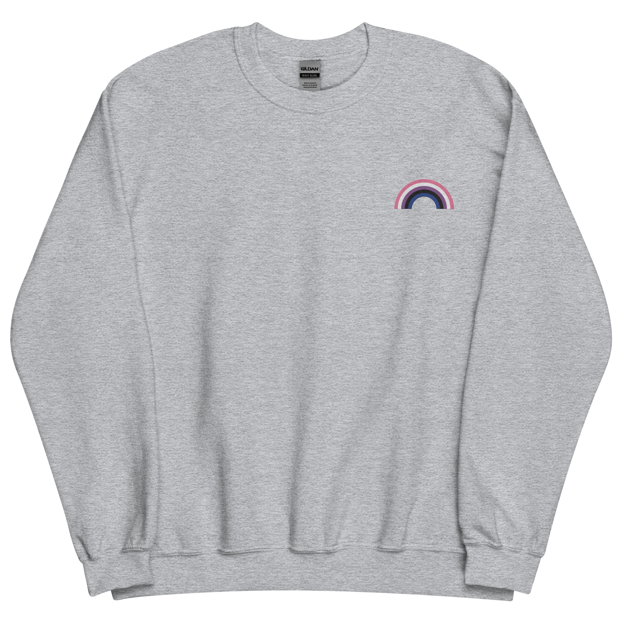 Embroidered Genderfluid Rainbow Sweater: Pride Flag LGBTQ+ Design