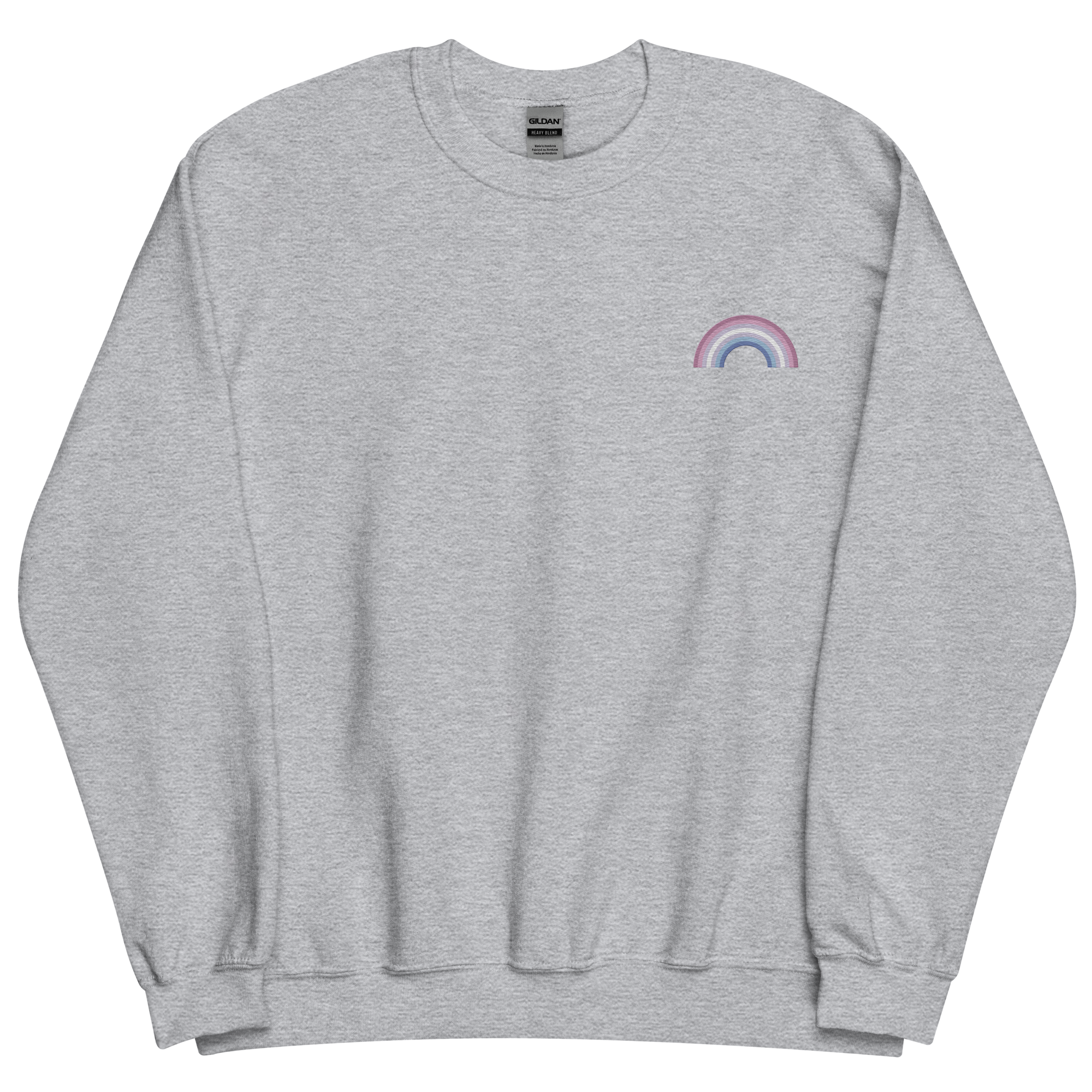 Embroidered Bigender Rainbow Sweater: Pride Flag LGBTQ+ Design