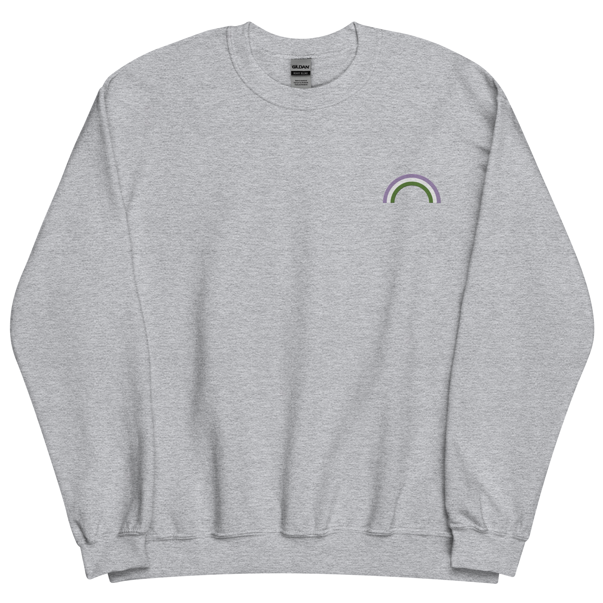 Embroidered Genderqueer Rainbow Sweater: Pride Flag LGBTQ+ Design