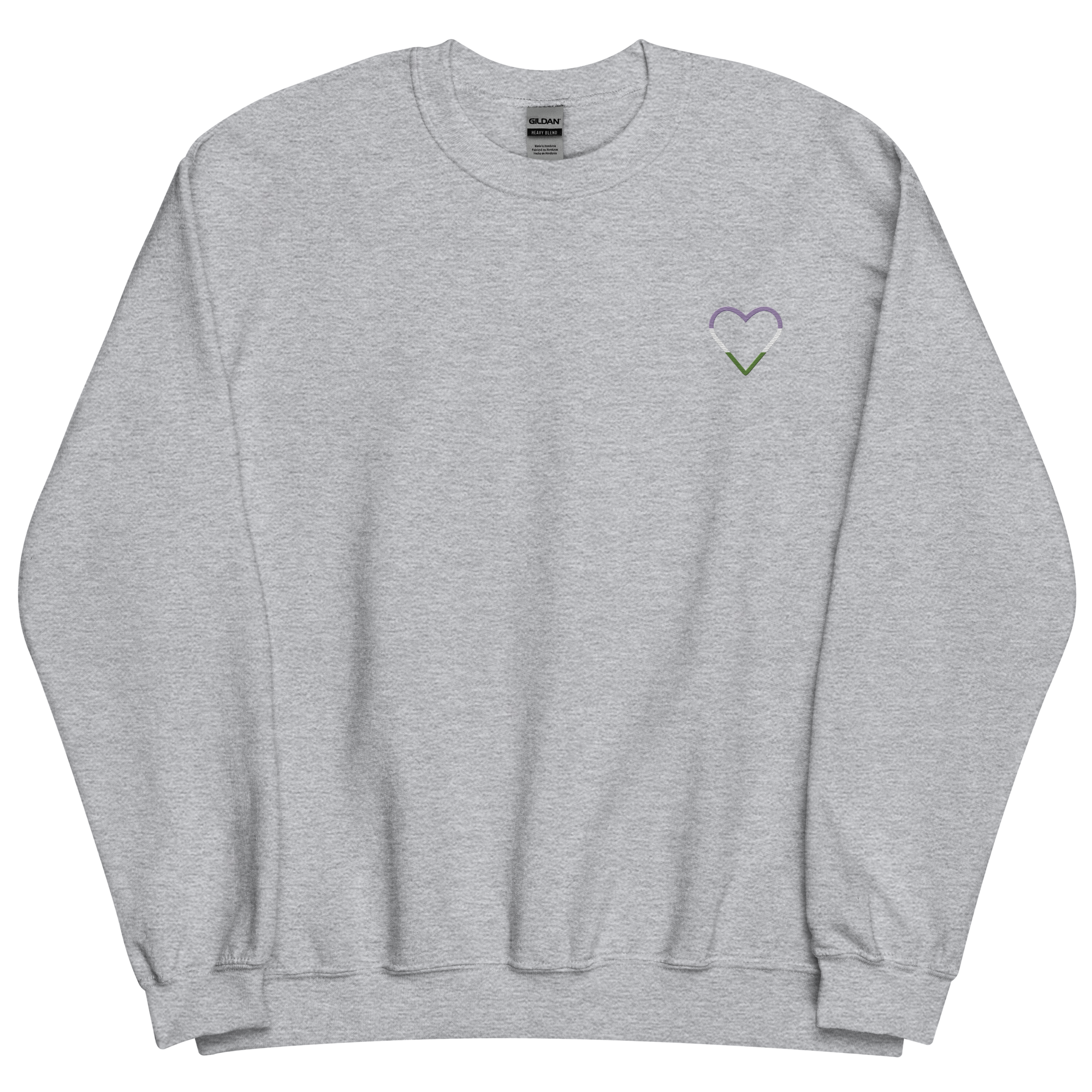Genderqueer Heart Sweatshirt: Embroidered Pride Sweater