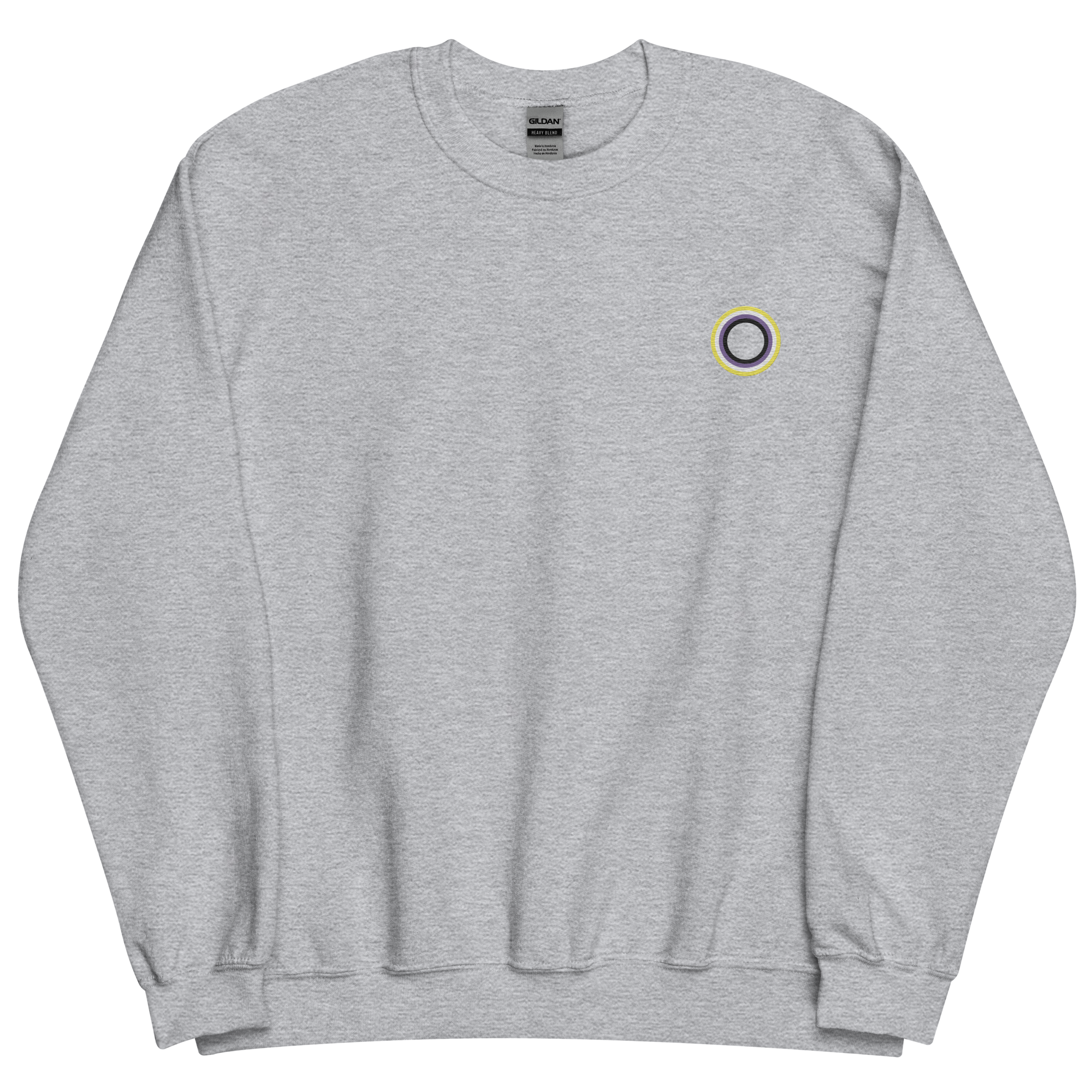 Embroidered Sweatshirt: Nonbinary Pride Ring Emblem Design