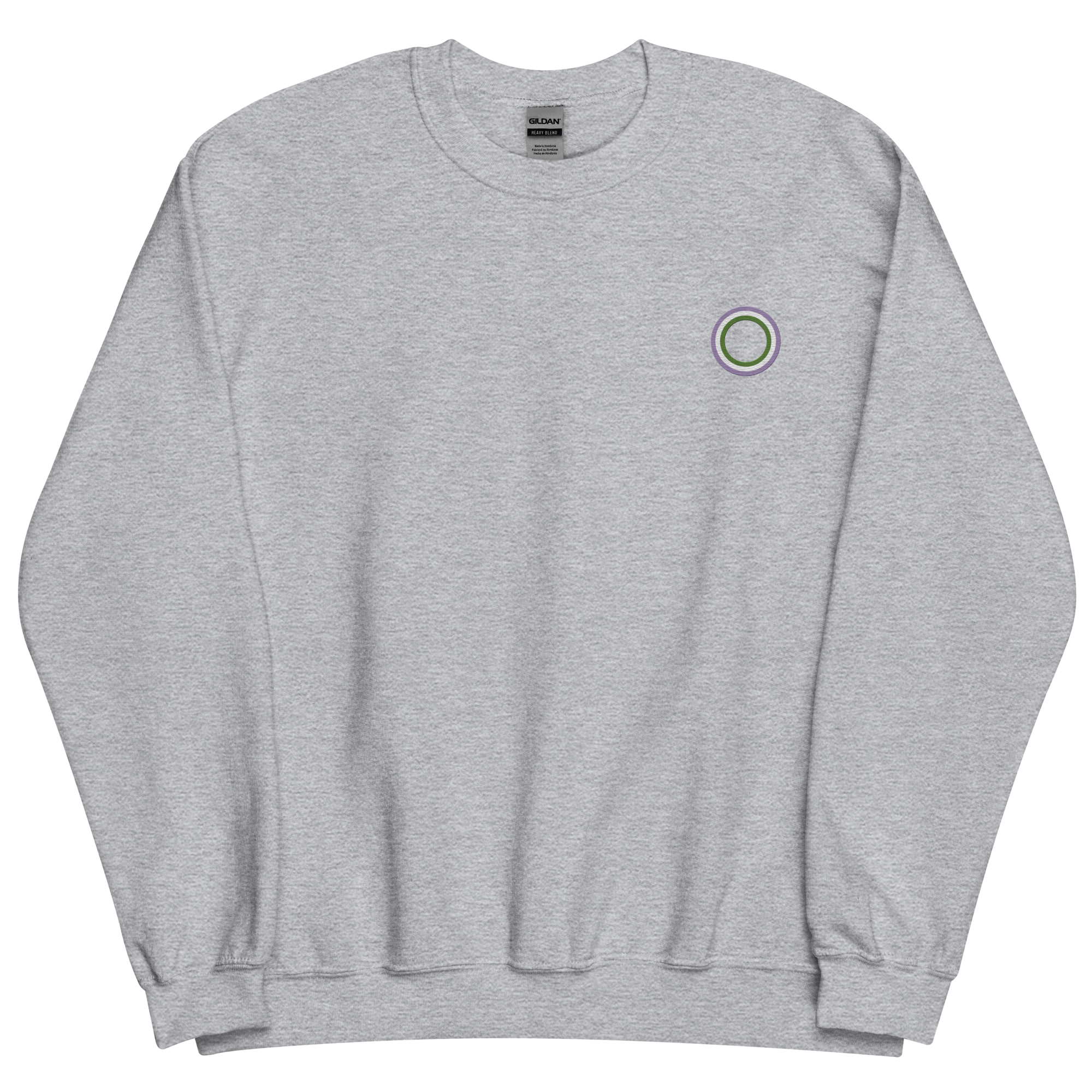 Embroidered Sweatshirt: Genderqueer Pride Ring Emblem Design