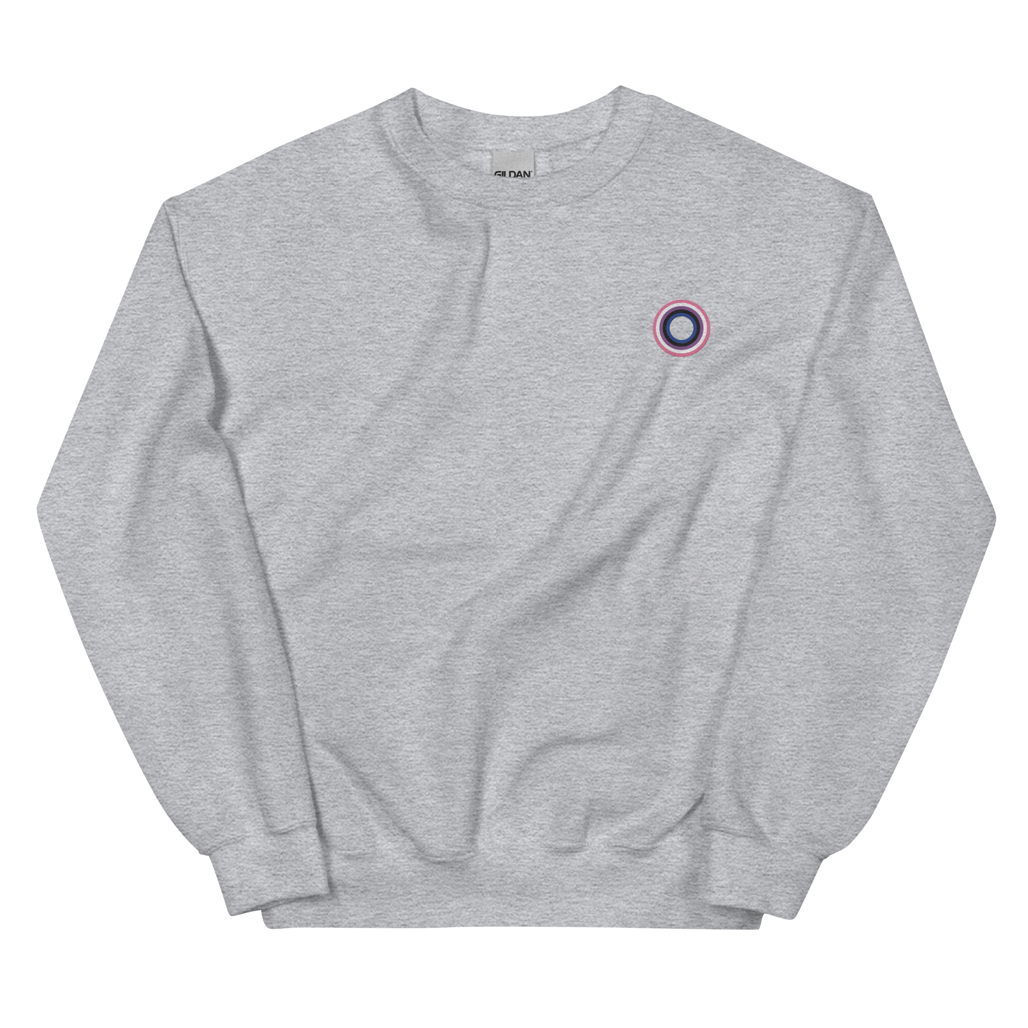 Embroidered Sweatshirt: Genderfluid Pride Ring Emblem Design