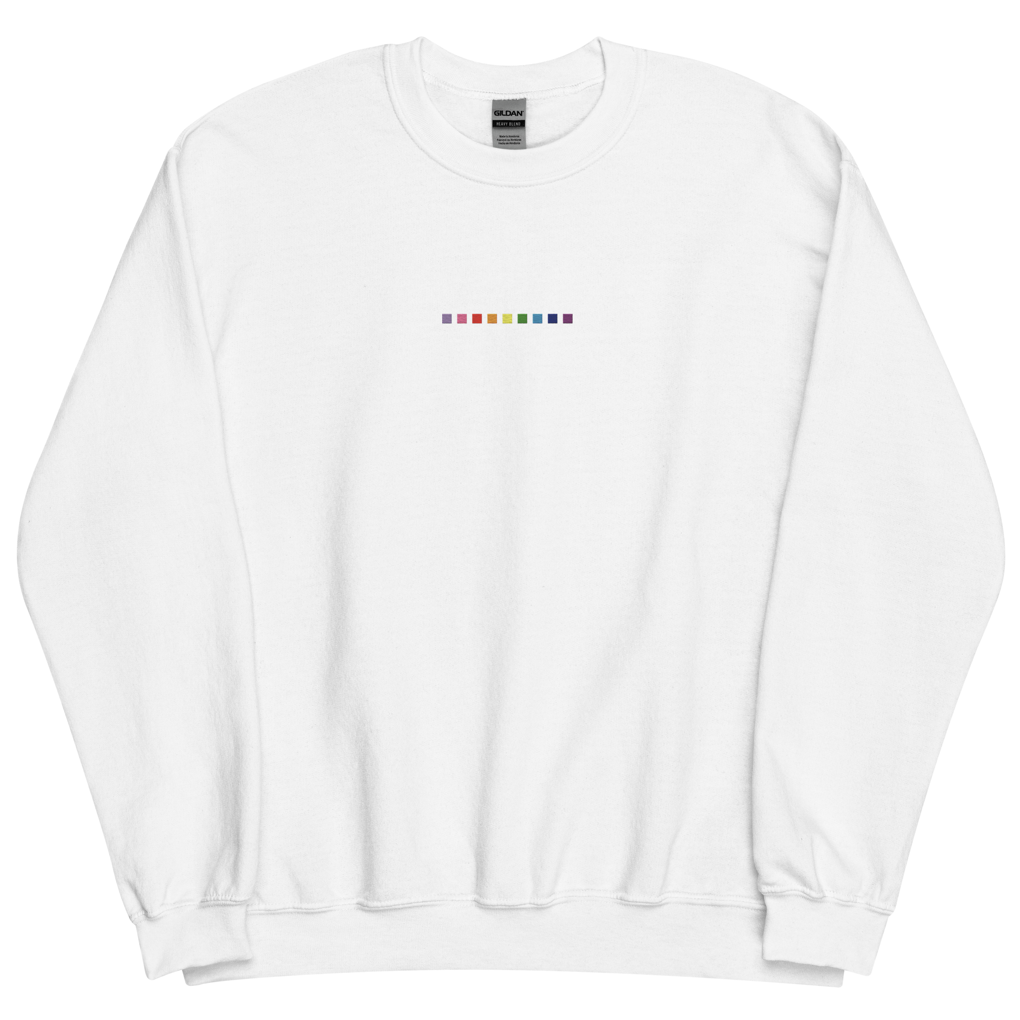 Embroidered Gilbert Baker Pride Sweatshirt: Pride Flag Horizontal Square Design