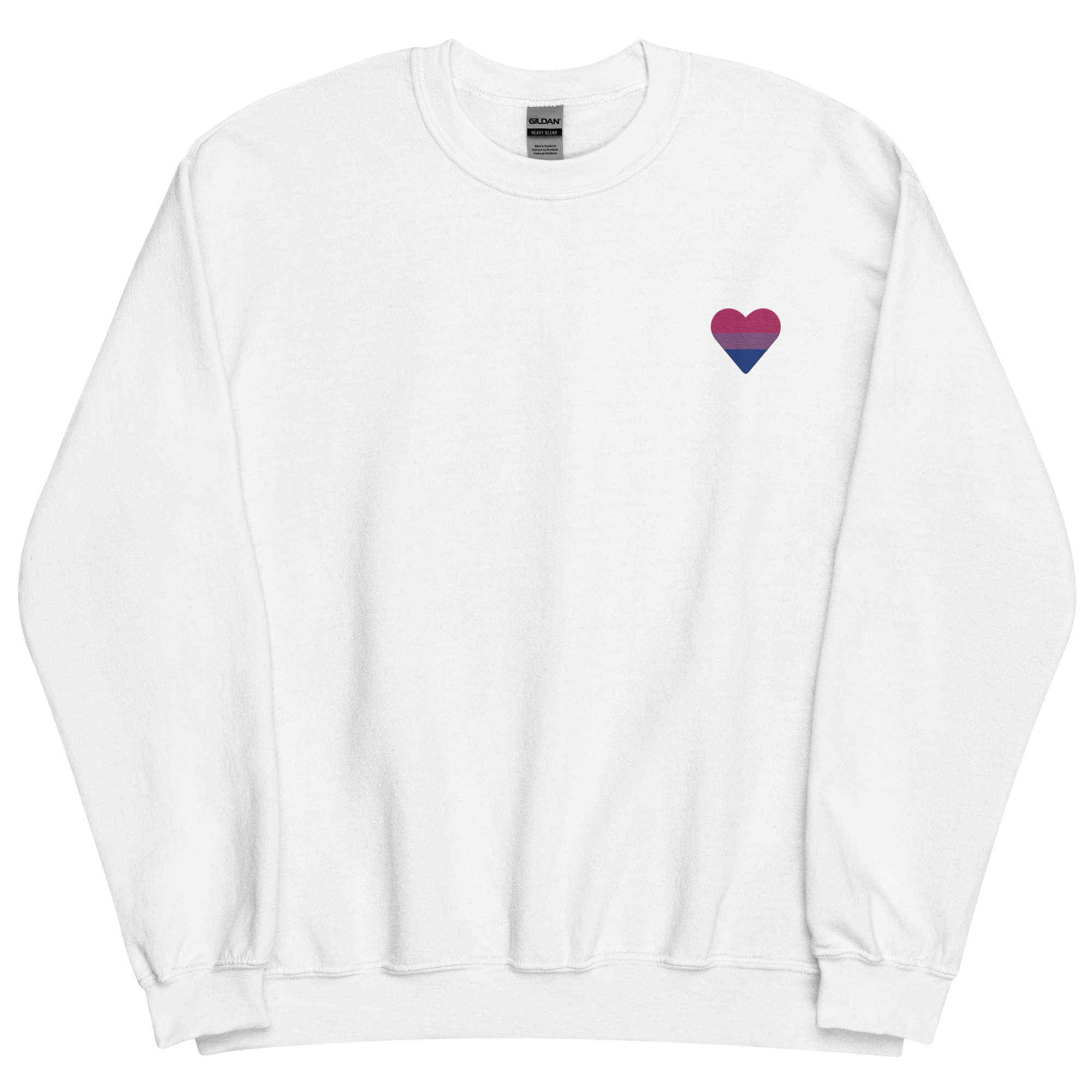 Bisexual Flag Embroidered Heart Sweater: Celebratory LGBTQ+ Pride Design