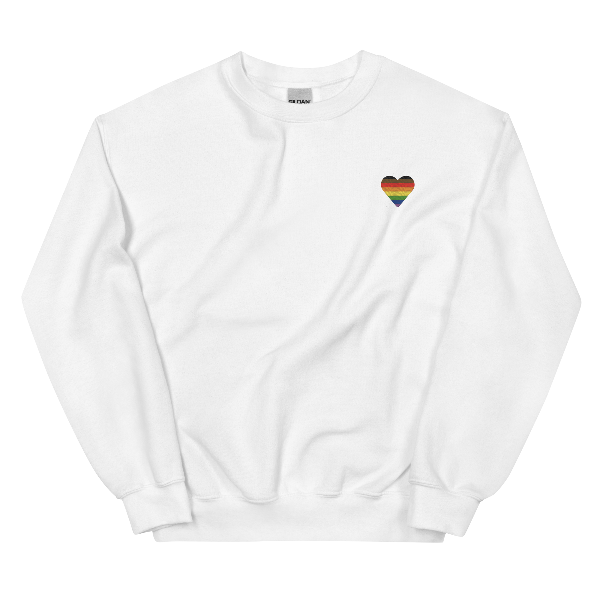 Philly Pride Flag Embroidered Heart Sweater: Celebratory LGBTQ+ Pride Design