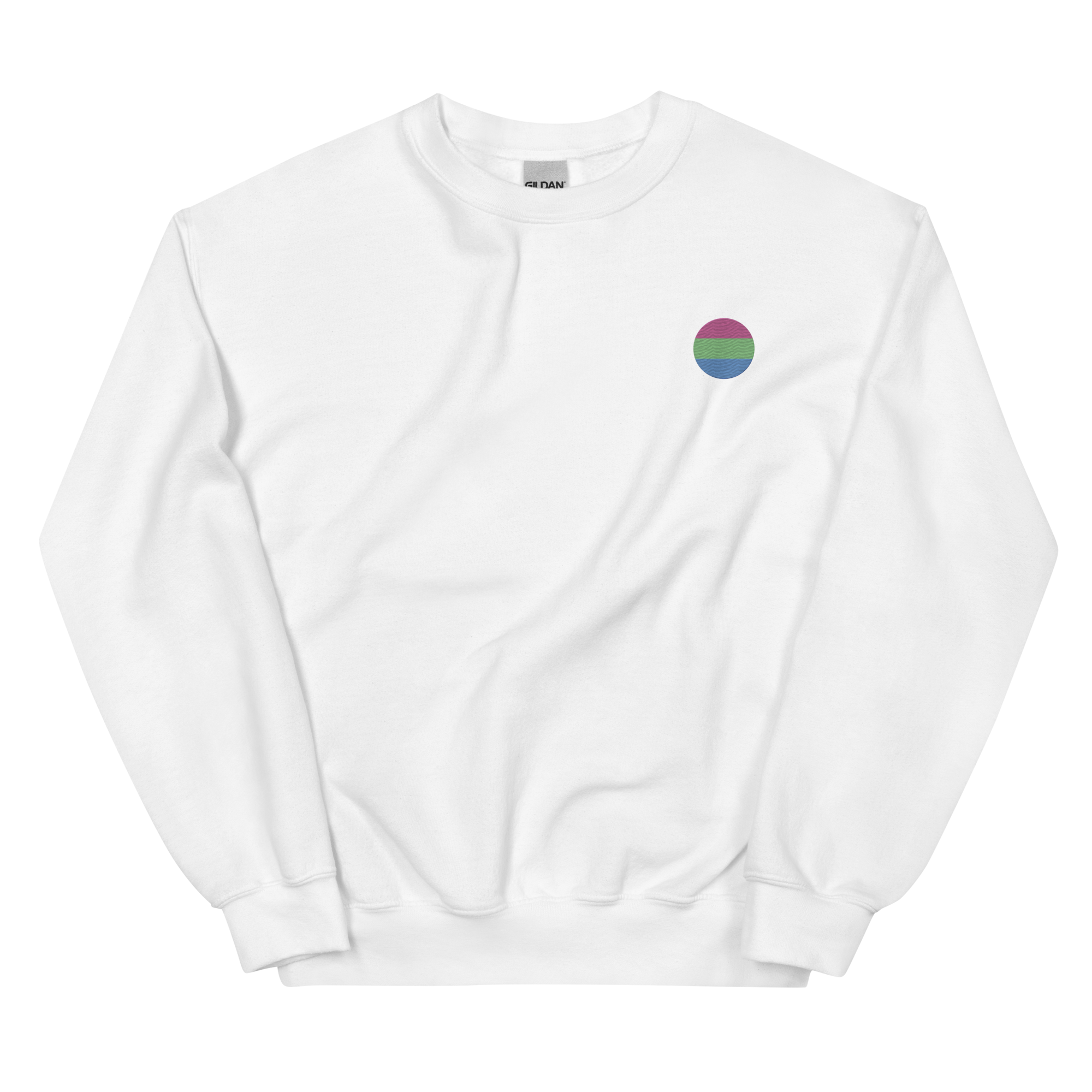 Polysexual Flag Embroidered Circle Sweatshirt: Celebratory LGBTQ+ Pride Design