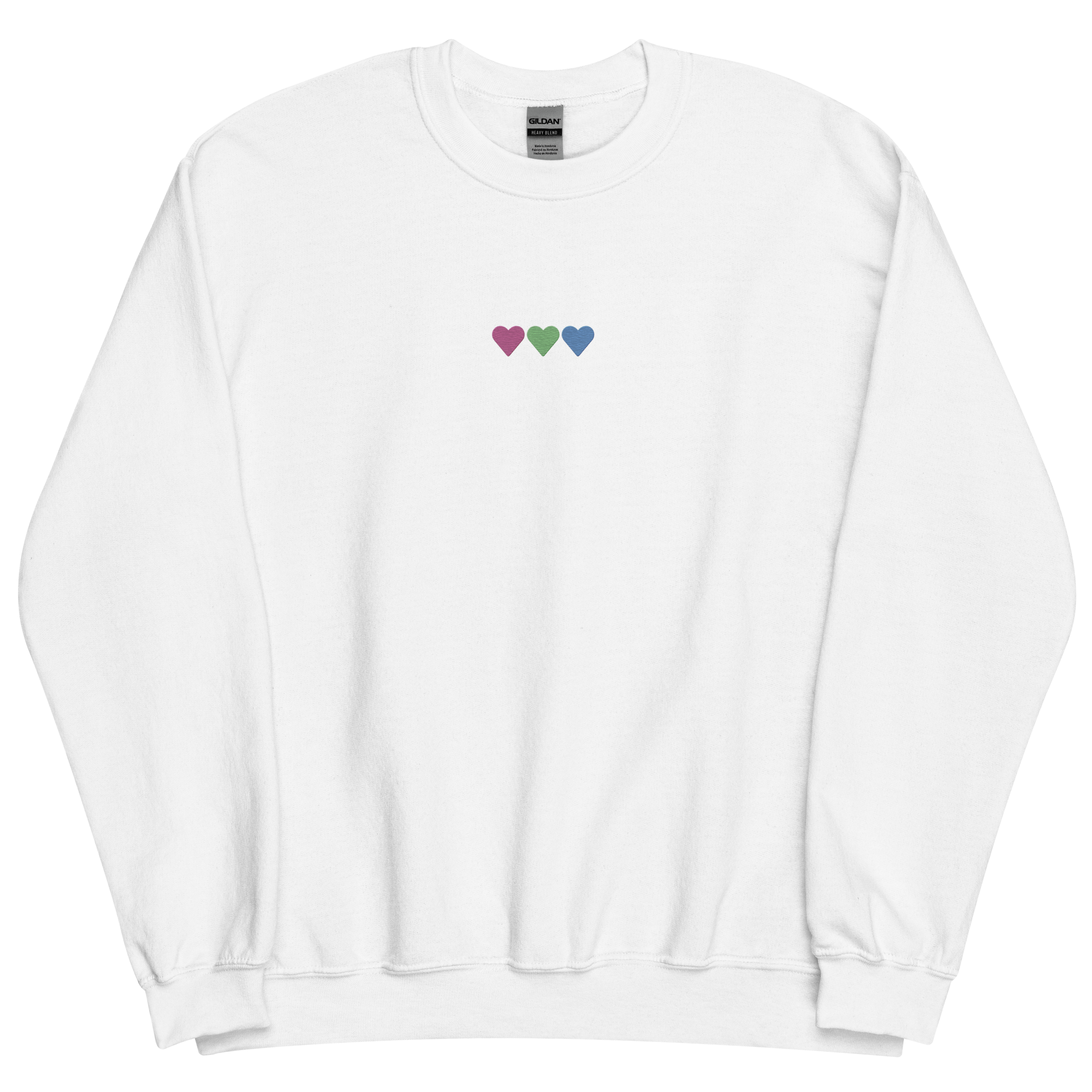 Embroidered Polysexual Sweatshirt: Pride Flag Horizontal Heart Design
