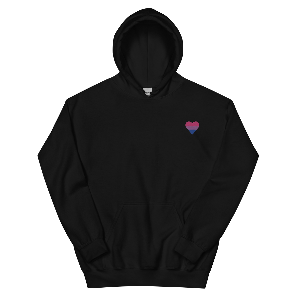 Bisexual Flag Embroidered Heart Hoodie: Celebratory LGBTQ+ Pride Design