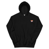 Lesbian Flag Embroidered Heart Hoodie: Celebratory LGBTQ+ Pride Design