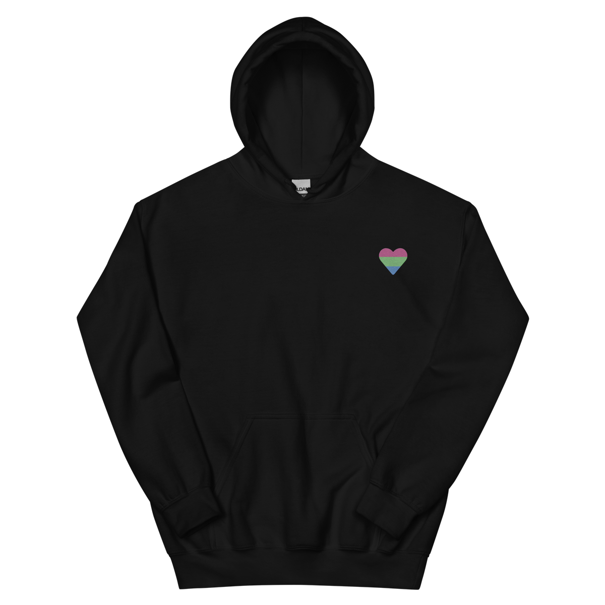 Polysexual Flag Embroidered Heart Hoodie: Celebratory LGBTQ+ Pride Design