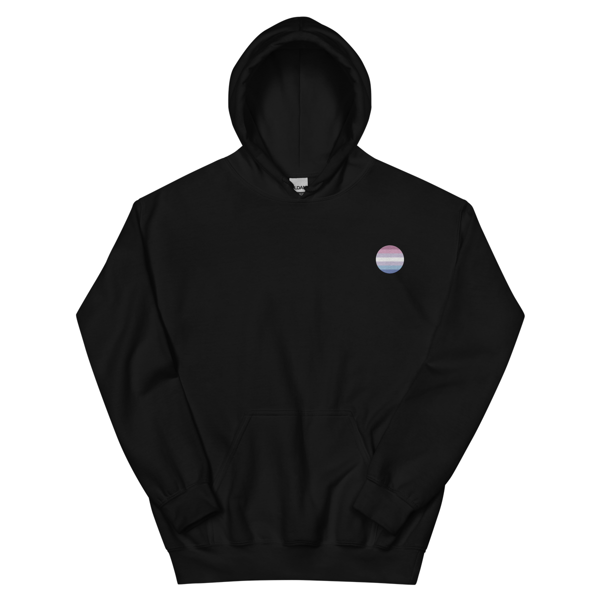 Bigender Flag Embroidered Circle Hoodie: Celebratory LGBTQ+ Pride Design