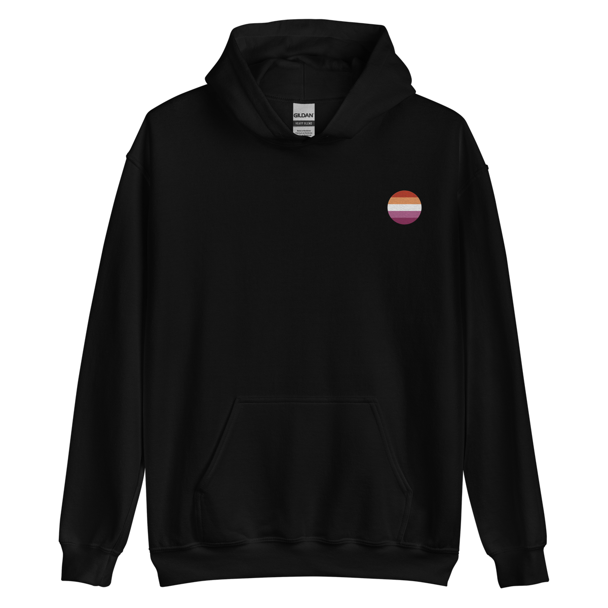 Lesbian Flag Embroidered Circle Hoodie: Celebratory LGBTQ+ Pride Design