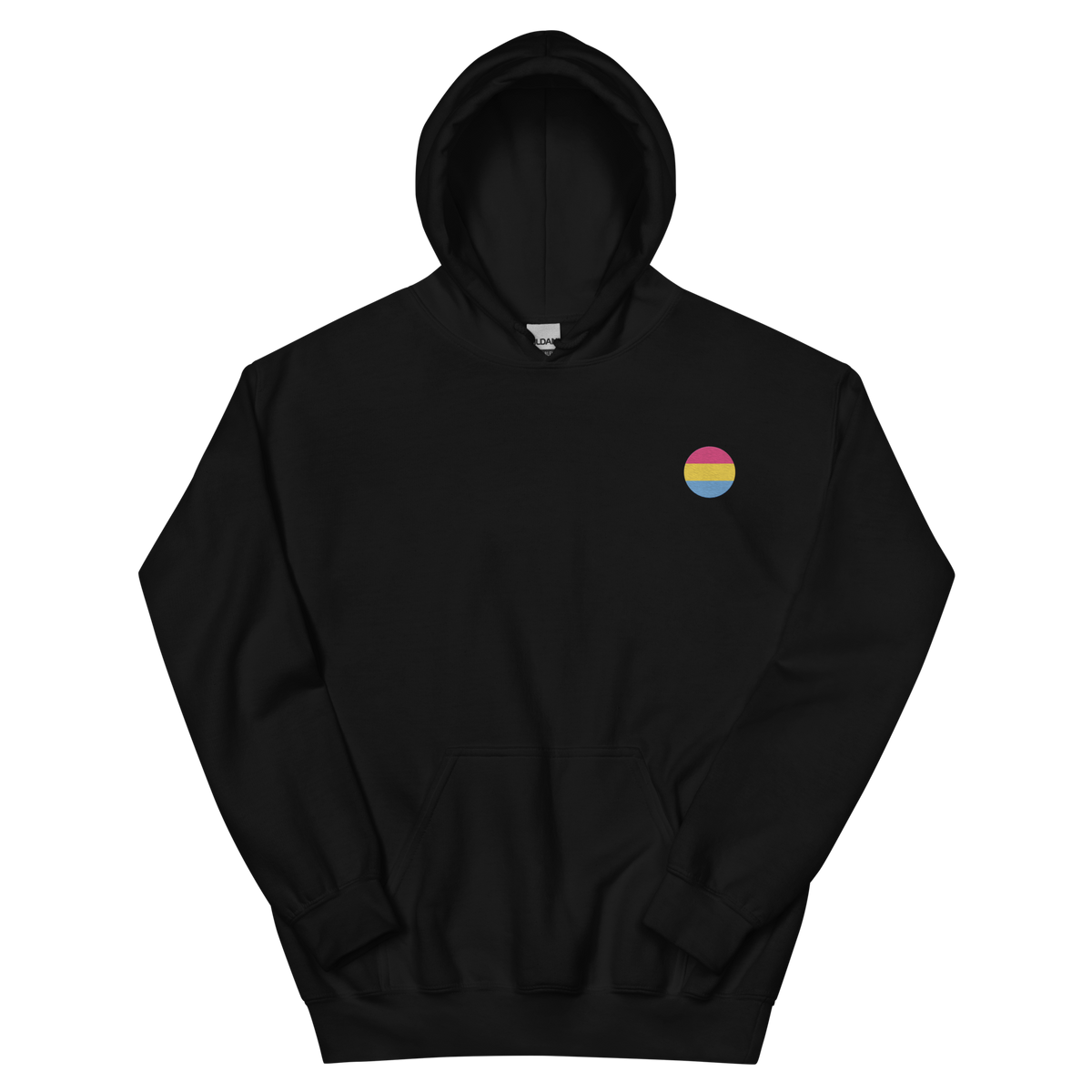 Pansexual Flag Embroidered Circle Hoodie: Celebratory LGBTQ+ Pride Design