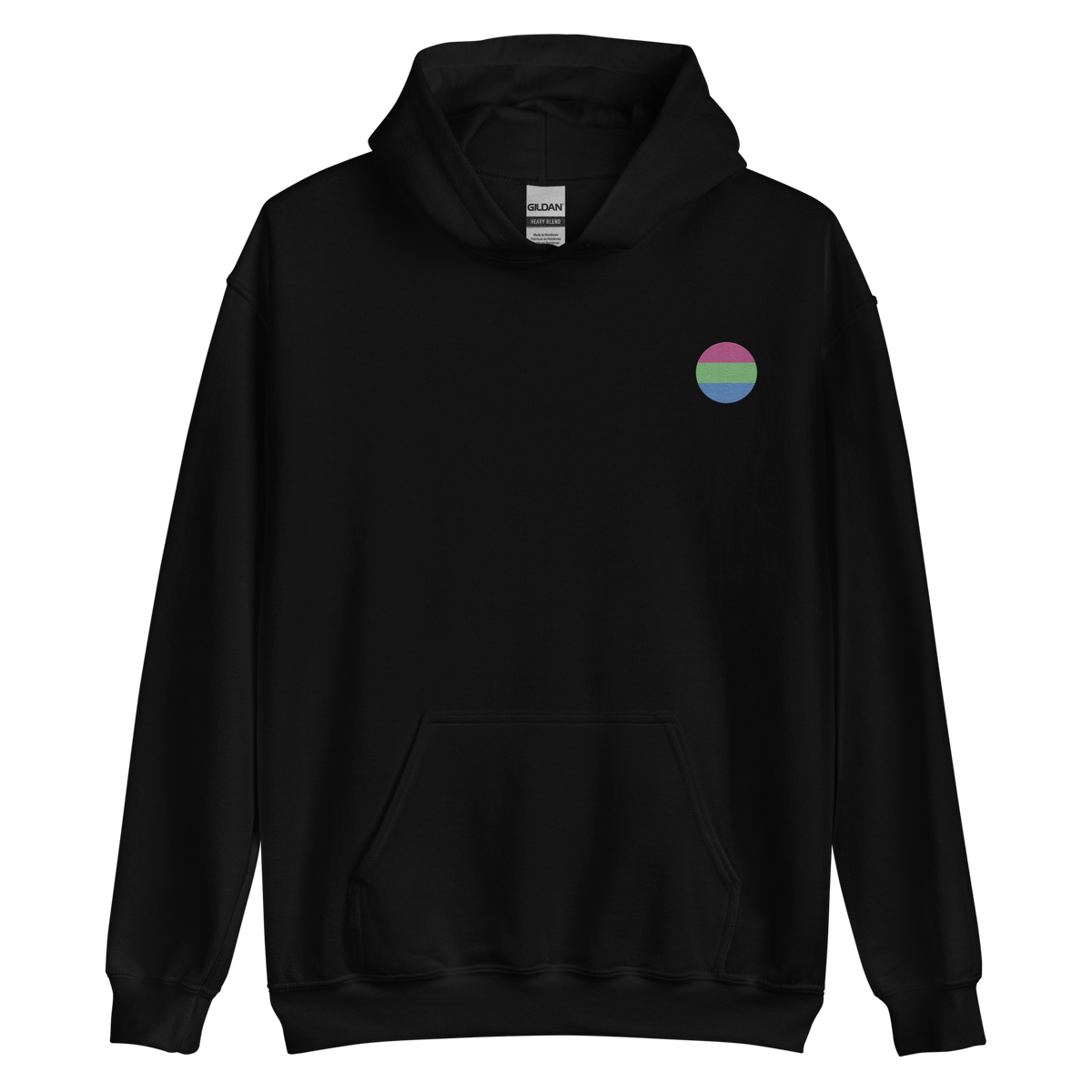 Polysexual Flag Embroidered Circle Hoodie: Celebratory LGBTQ+ Pride Design