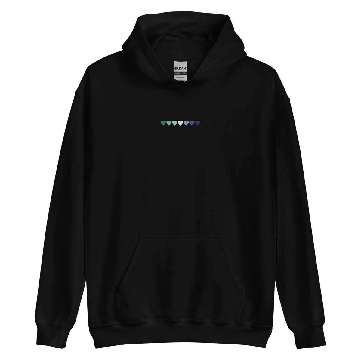 Embroidered Gay Pride Hoodie: Pride Flag Horizontal Heart Design