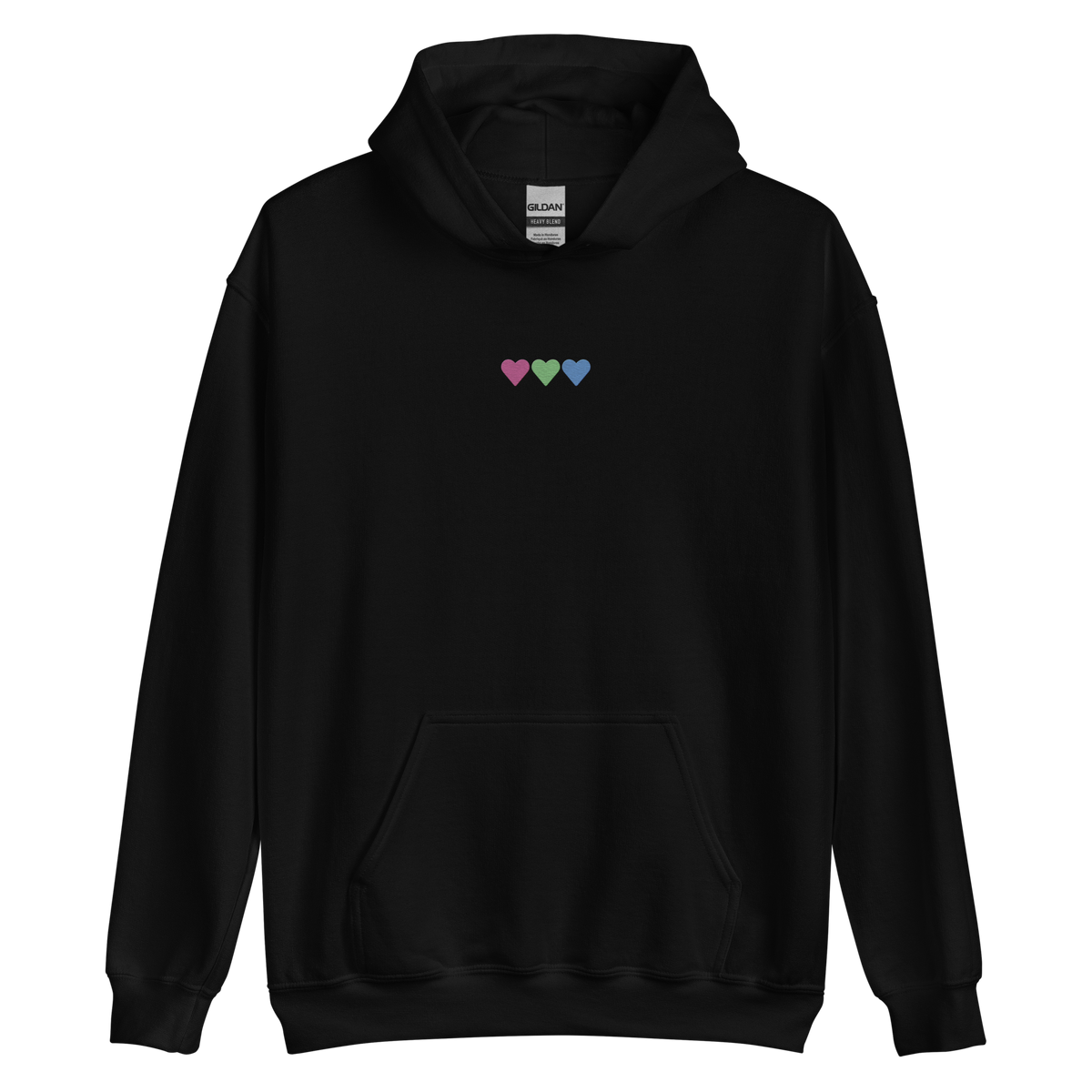Embroidered Polysexual Hoodie: Pride Flag Horizontal Heart Design