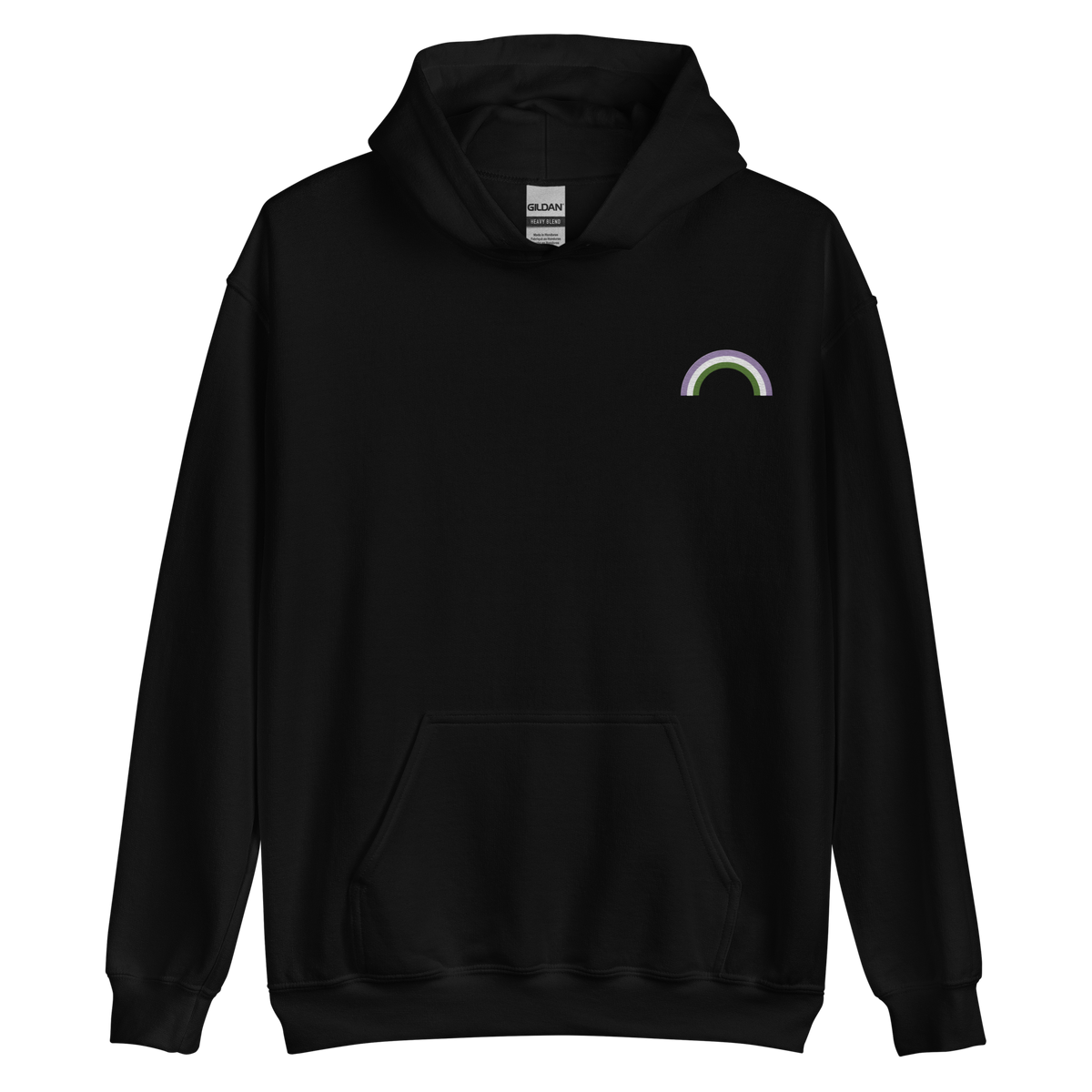 Embroidered Genderqueer Rainbow Hoodie: Pride Flag LGBTQ+ Design
