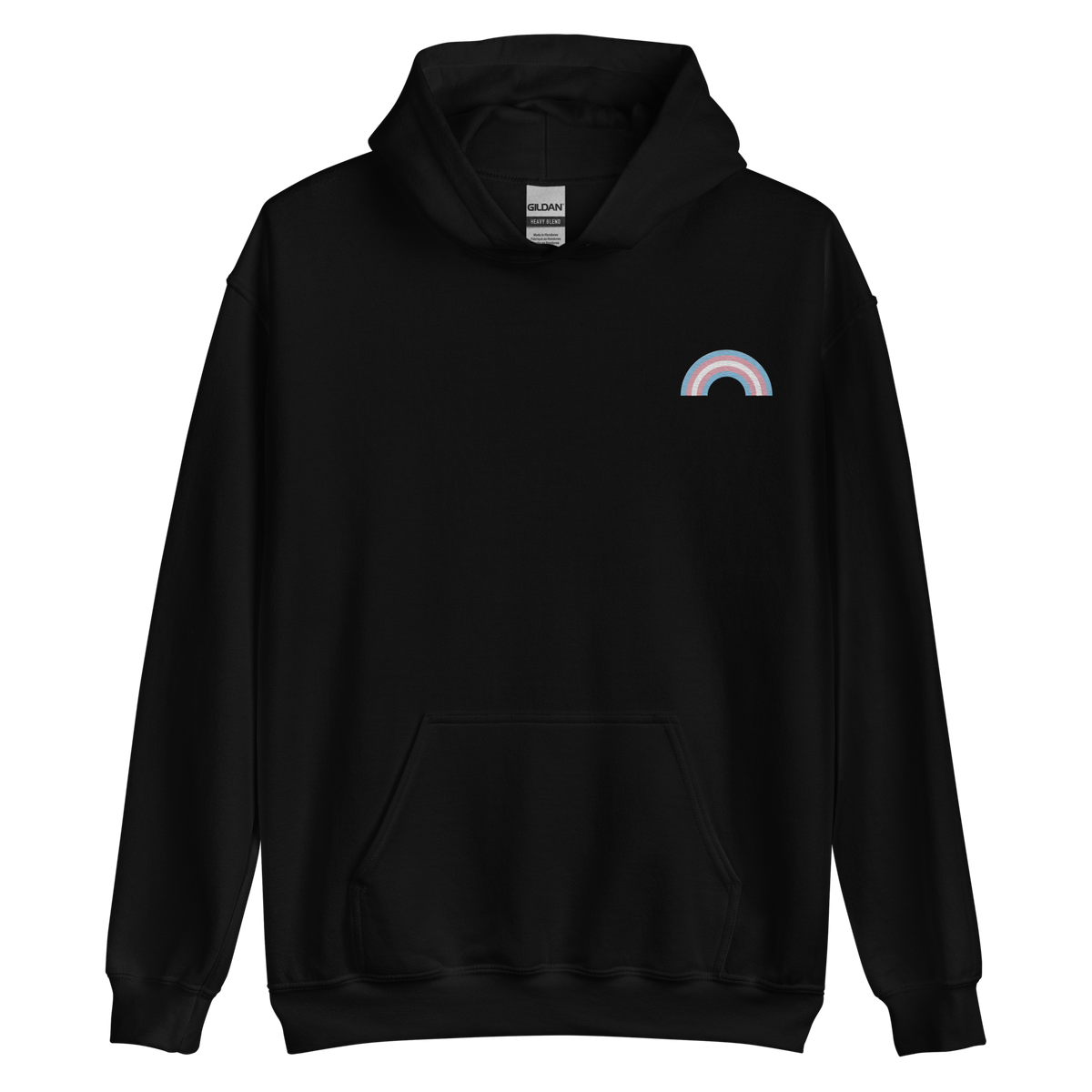 Embroidered Transgender Rainbow Hoodie: Pride Flag LGBTQ+ Design