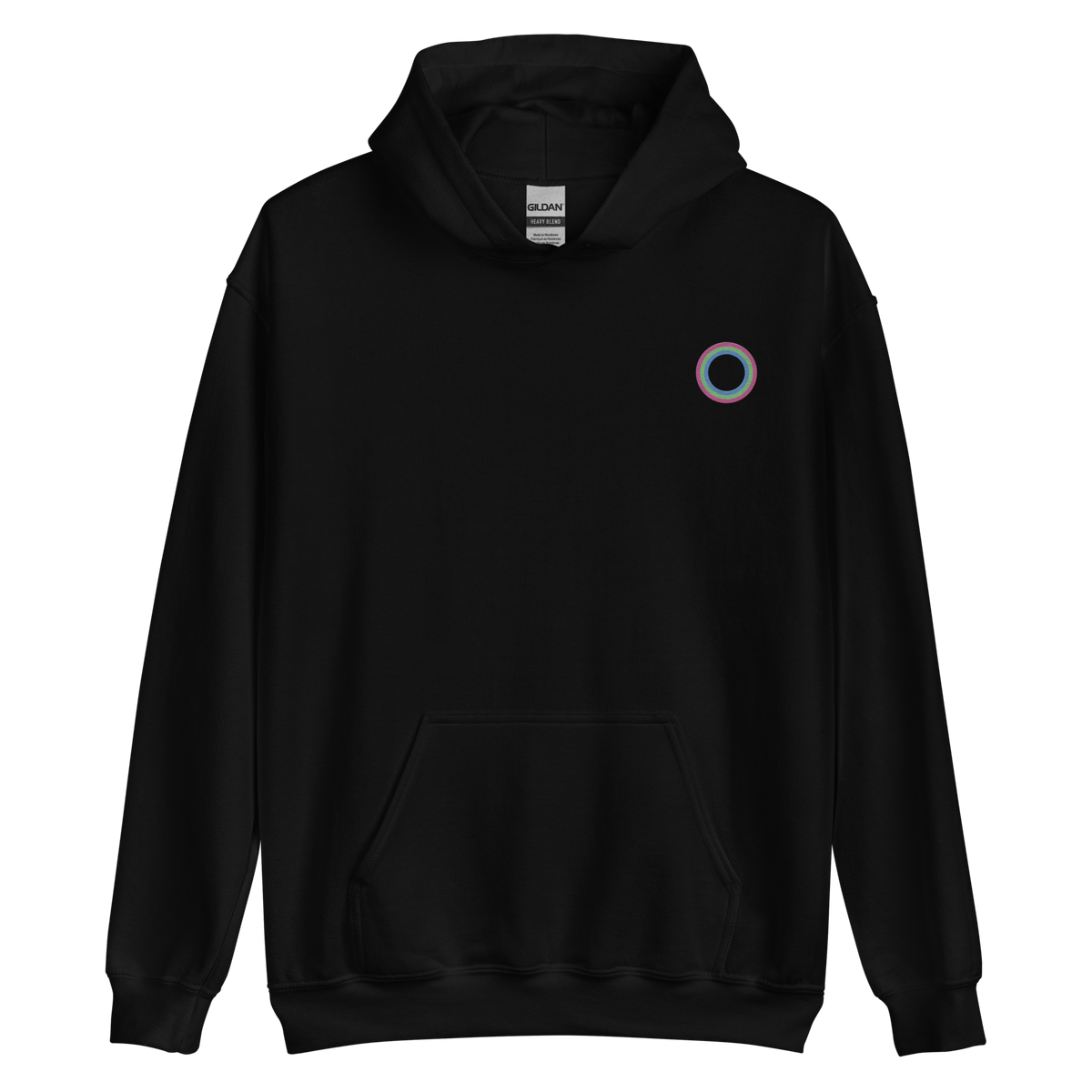 Embroidered Hoodie: Polysexual Pride Ring Emblem Design