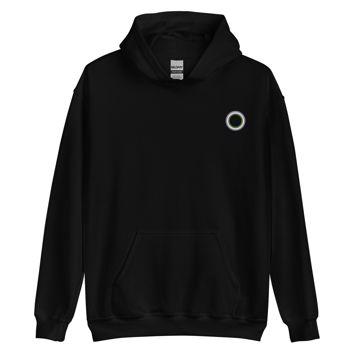 Embroidered Hoodie: Genderqueer Pride Ring Emblem Design
