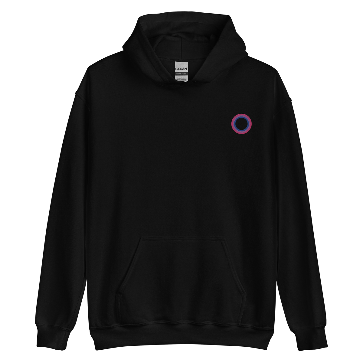 Embroidered Hoodie: Bisexual Pride Ring Emblem Design