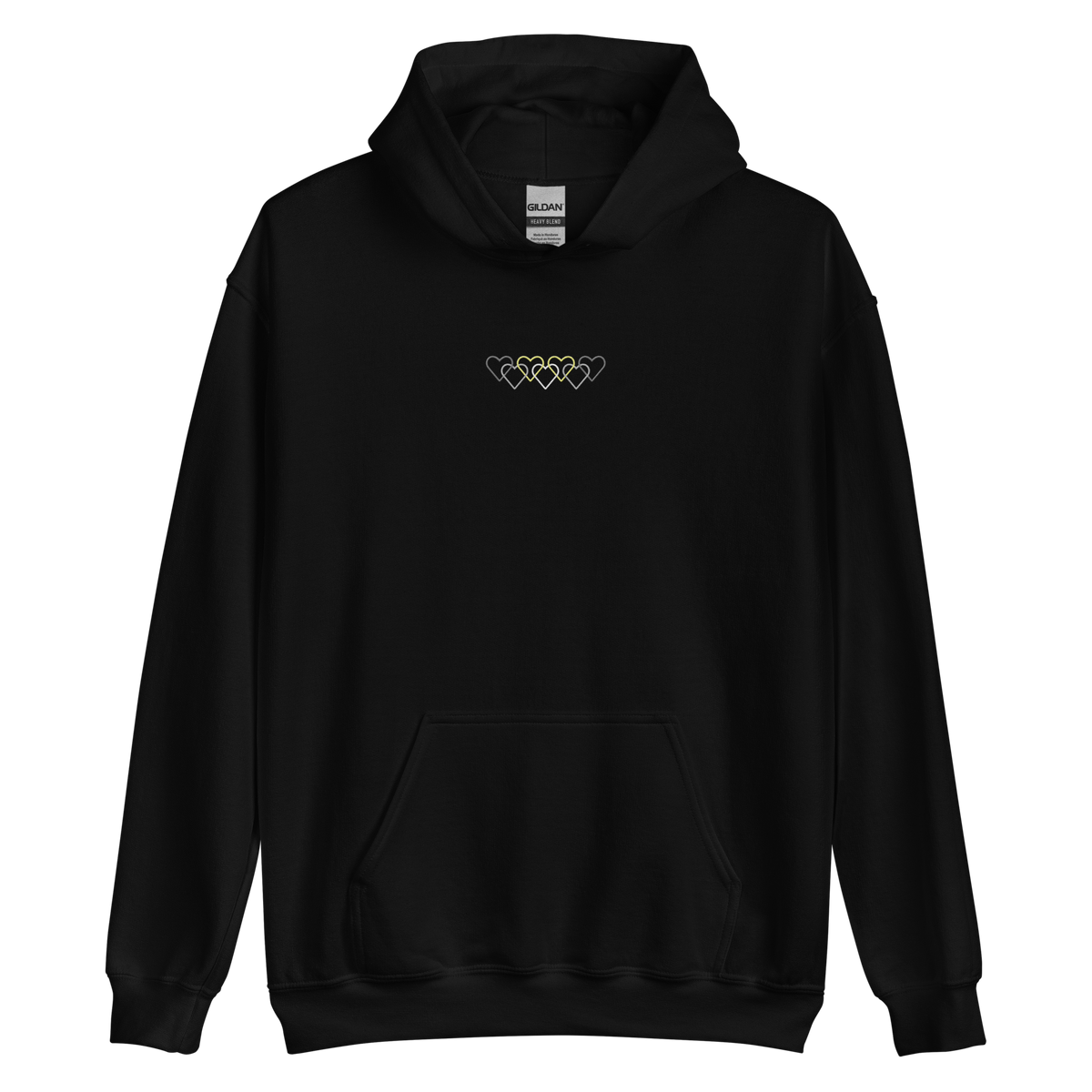 Demigender Pride Hoodie: Interlaced Heart Outlines Embroidered Sweatshirt