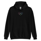 Polysexual Pride Hoodie: Interlaced Heart Outlines Embroidered Sweatshirt