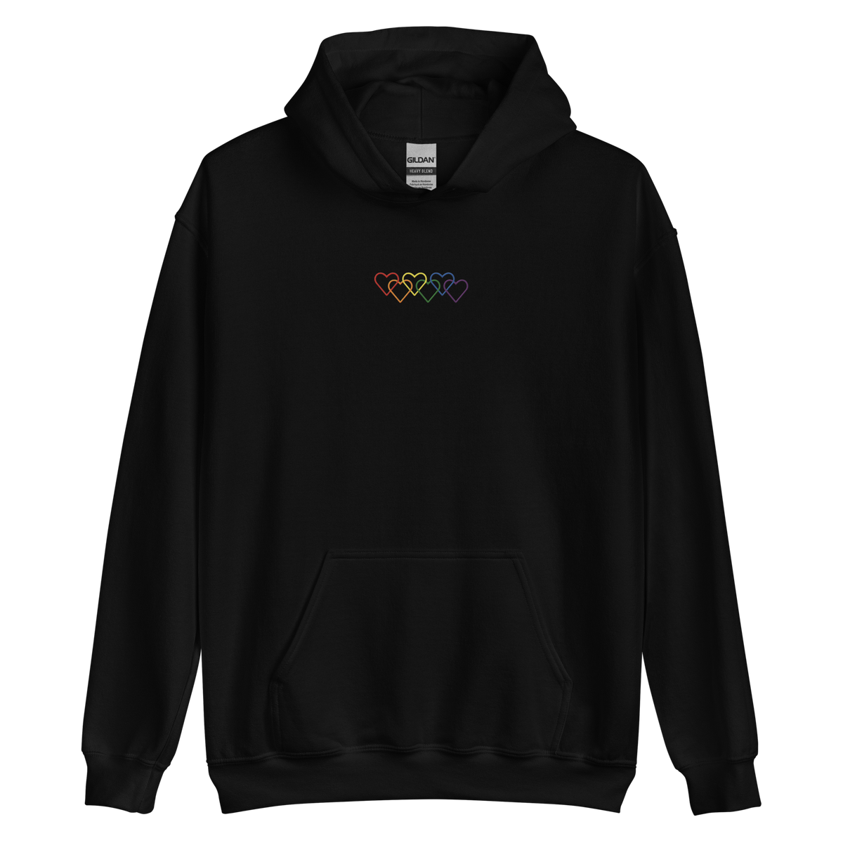 Pride Hoodie: Interlaced Heart Outlines Embroidered Sweatshirt