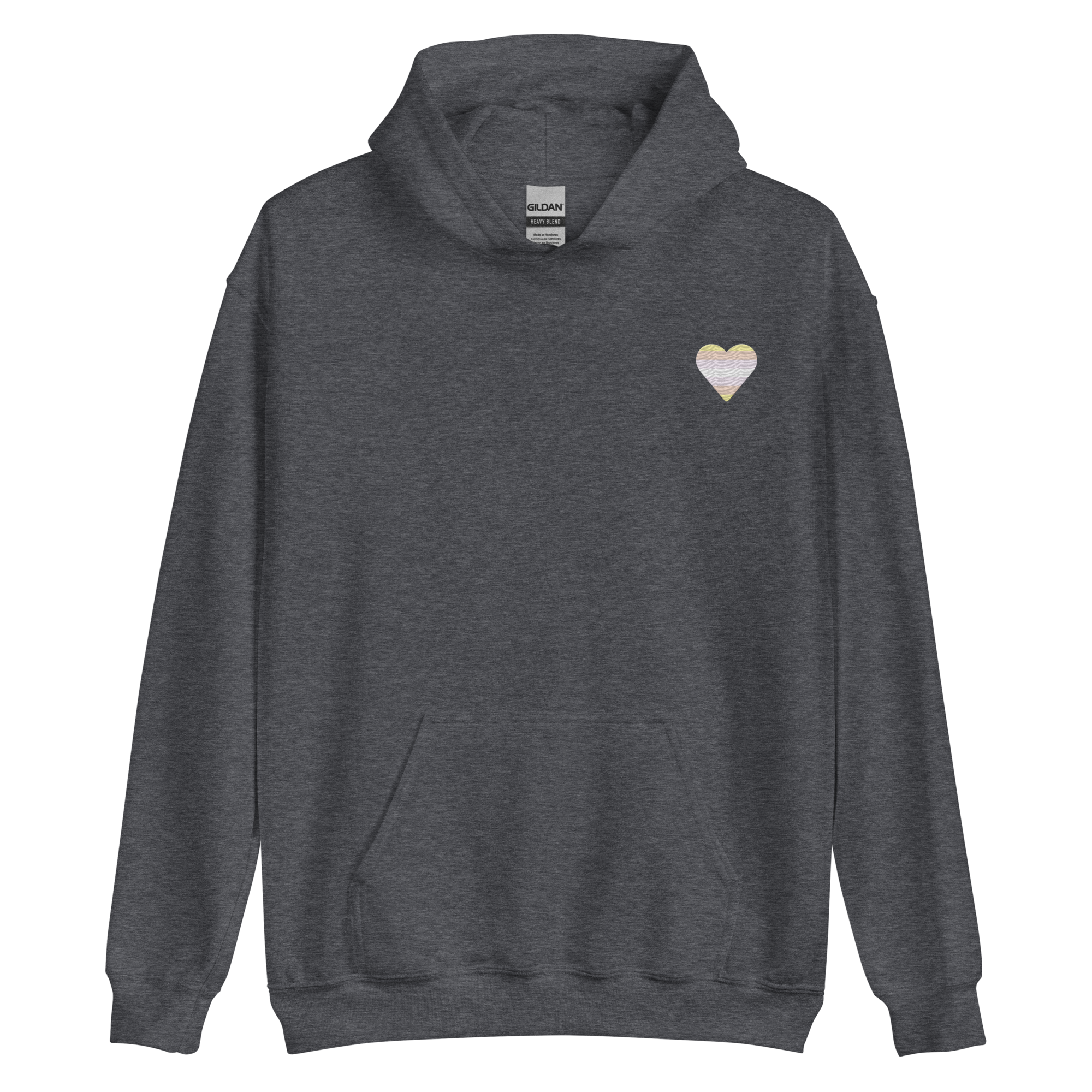 Pangender Flag Embroidered Heart Hoodie: Celebratory LGBTQ+ Pride Design