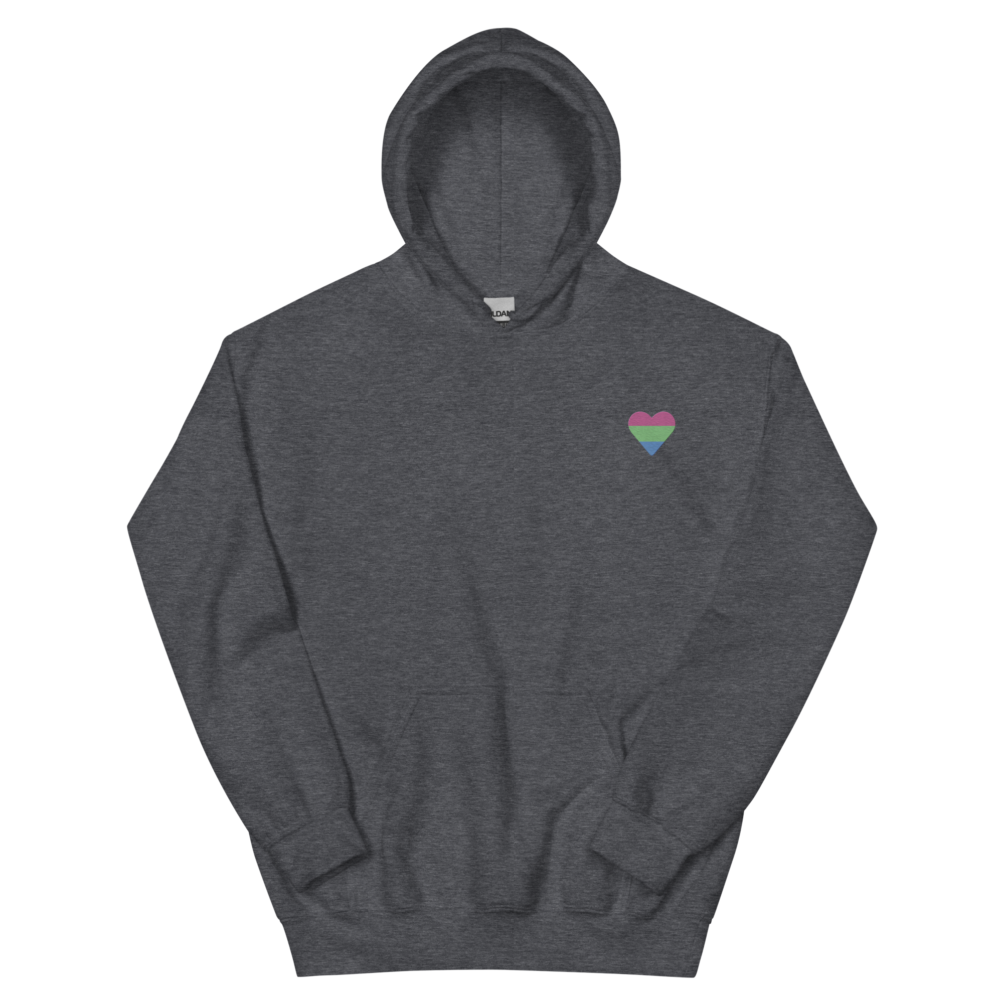 Polysexual Flag Embroidered Heart Hoodie: Celebratory LGBTQ+ Pride Design