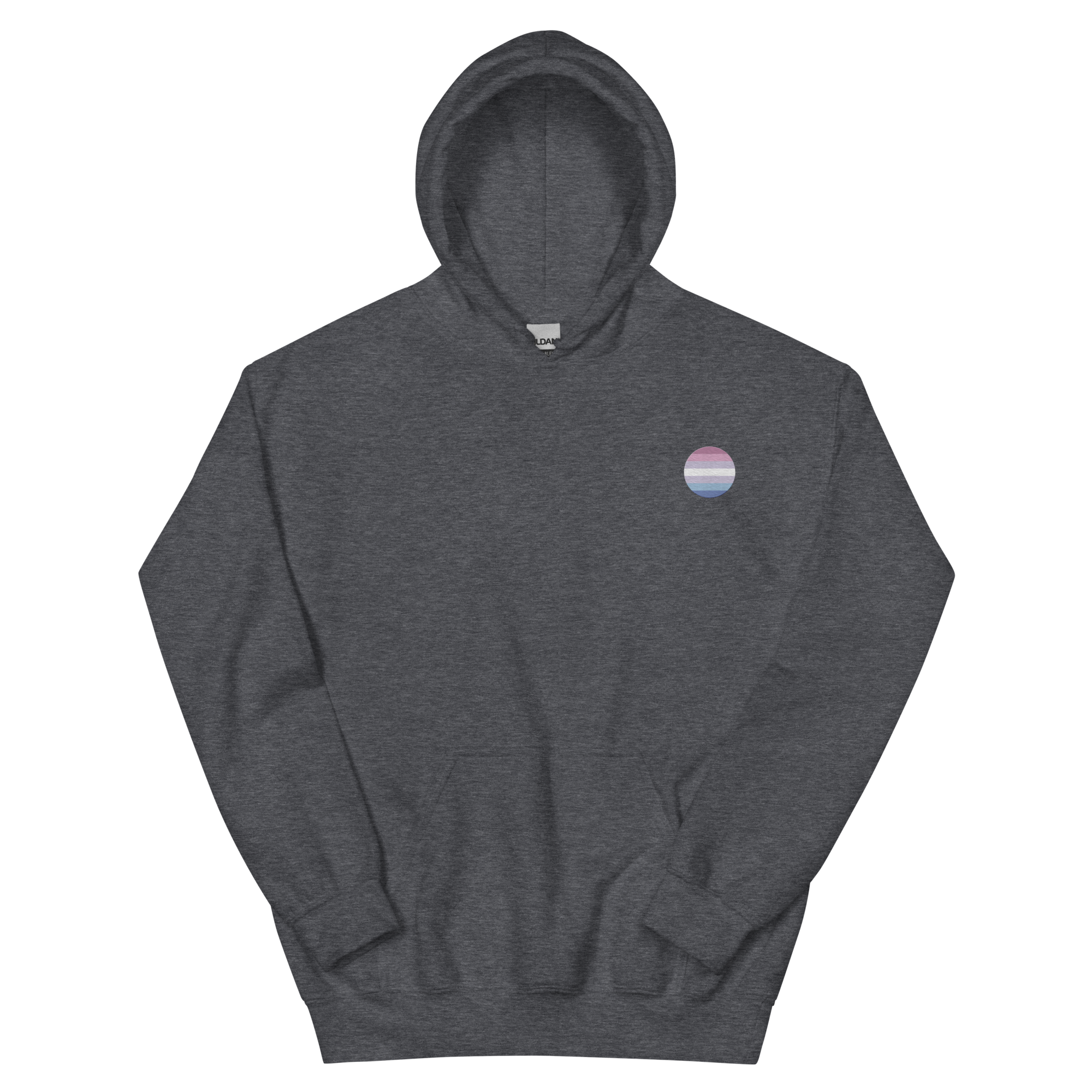 Bigender Flag Embroidered Circle Hoodie: Celebratory LGBTQ+ Pride Design