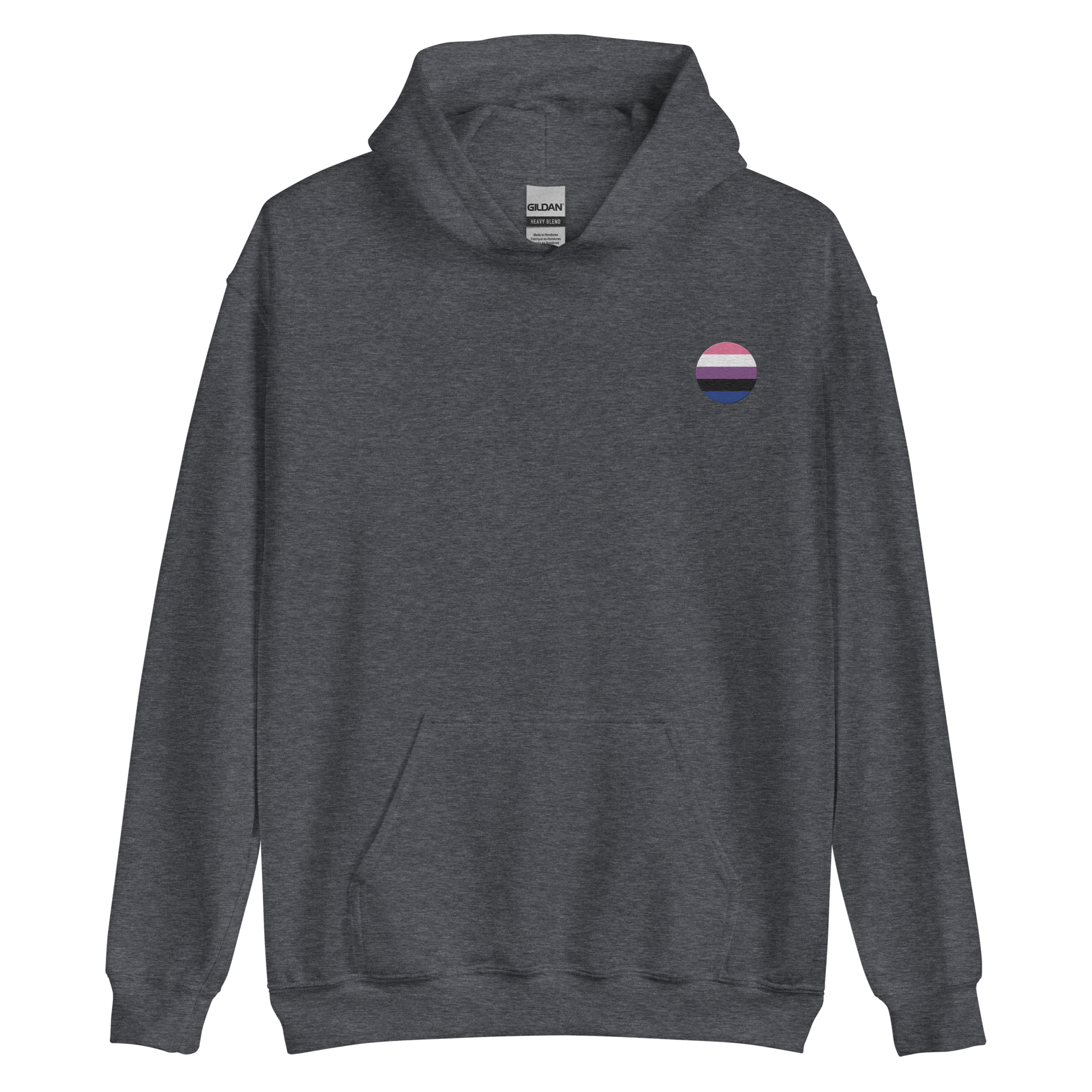 Genderfluid Flag Embroidered Circle Hoodie: Celebratory LGBTQ+ Pride Design