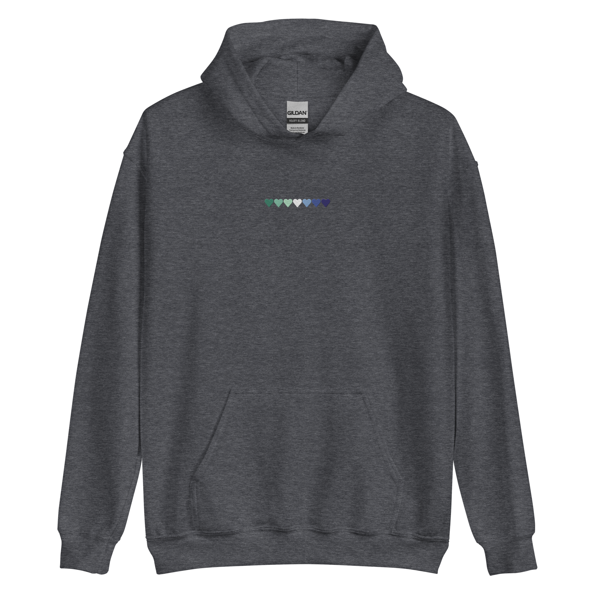 Embroidered Gay Pride Hoodie: Pride Flag Horizontal Heart Design
