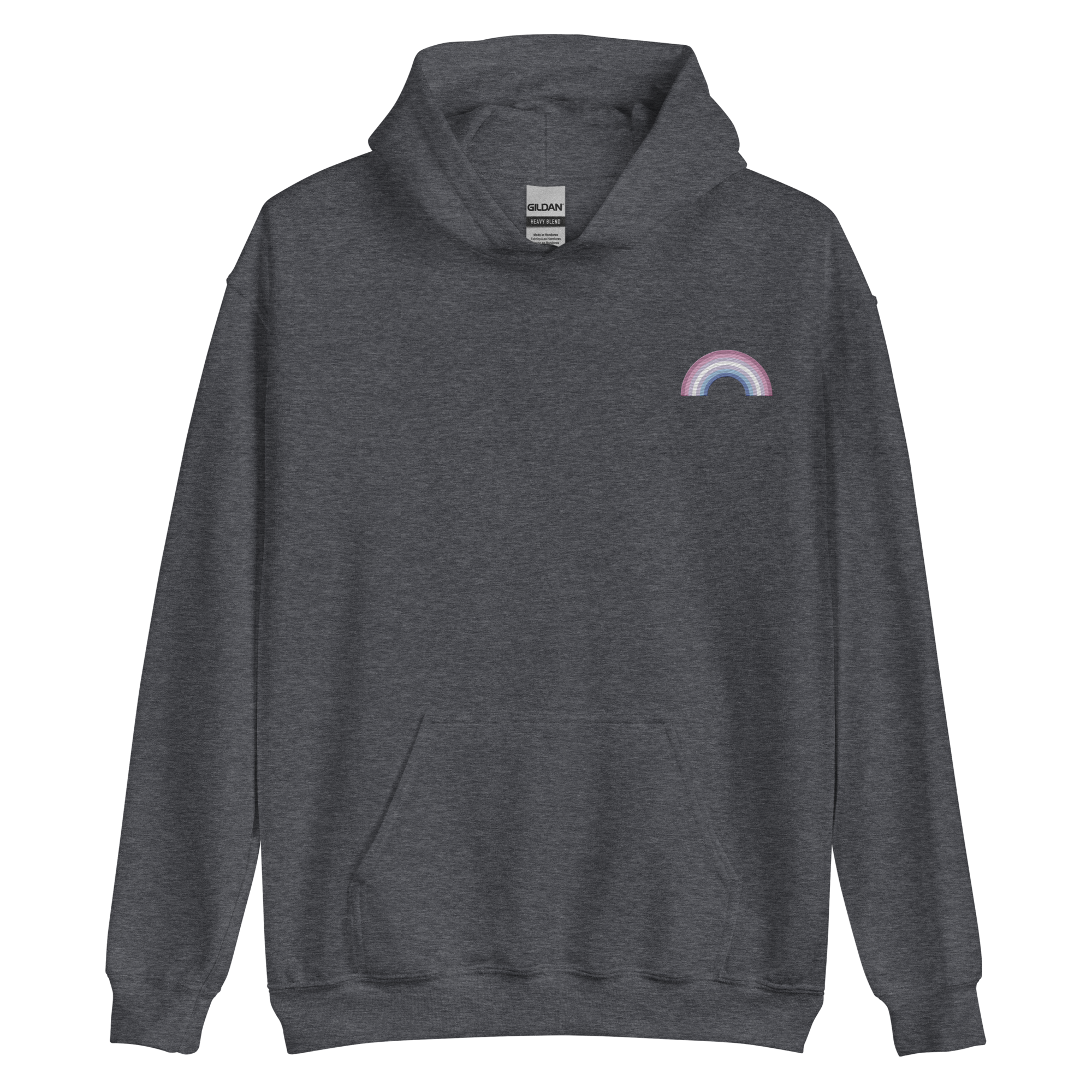 Embroidered Bigender Rainbow Hoodie: Pride Flag LGBTQ+ Design