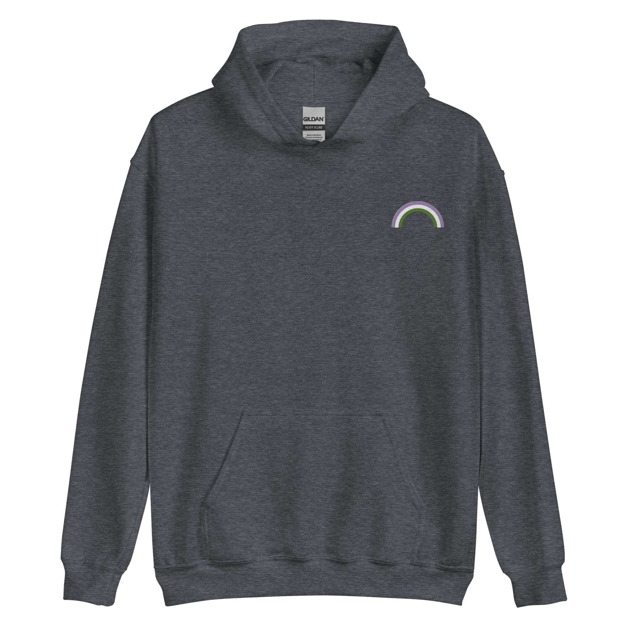 Embroidered Genderqueer Rainbow Hoodie: Pride Flag LGBTQ+ Design