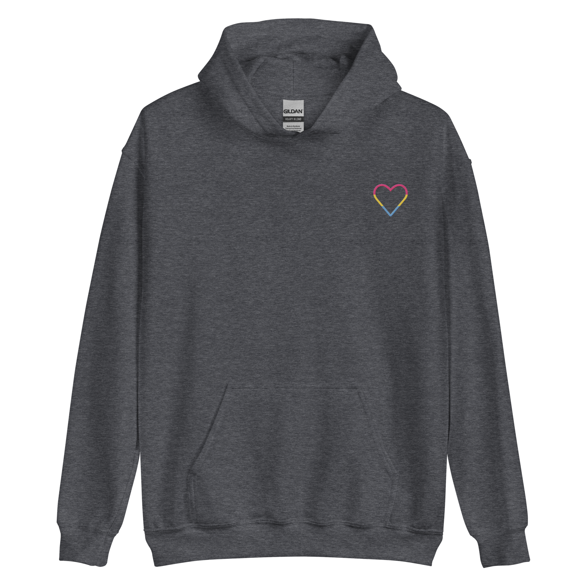 Pansexual Heart Hoodie: Embroidered Pride Sweatshirt