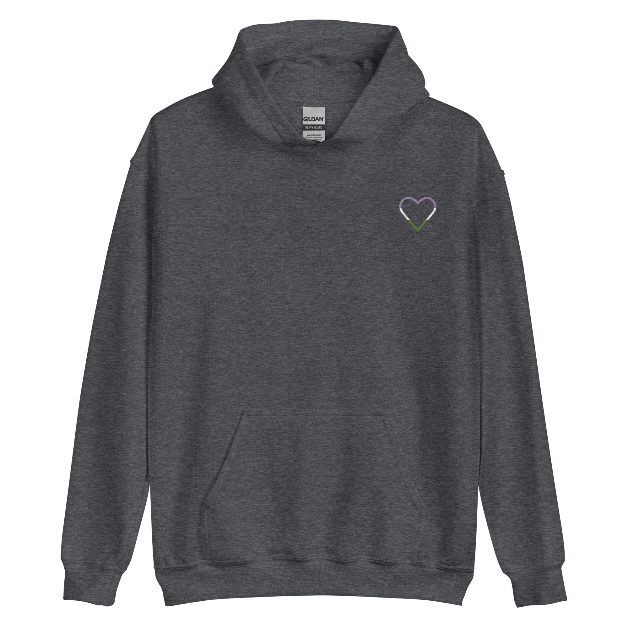Genderqueer Heart Hoodie: Embroidered Pride Sweatshirt