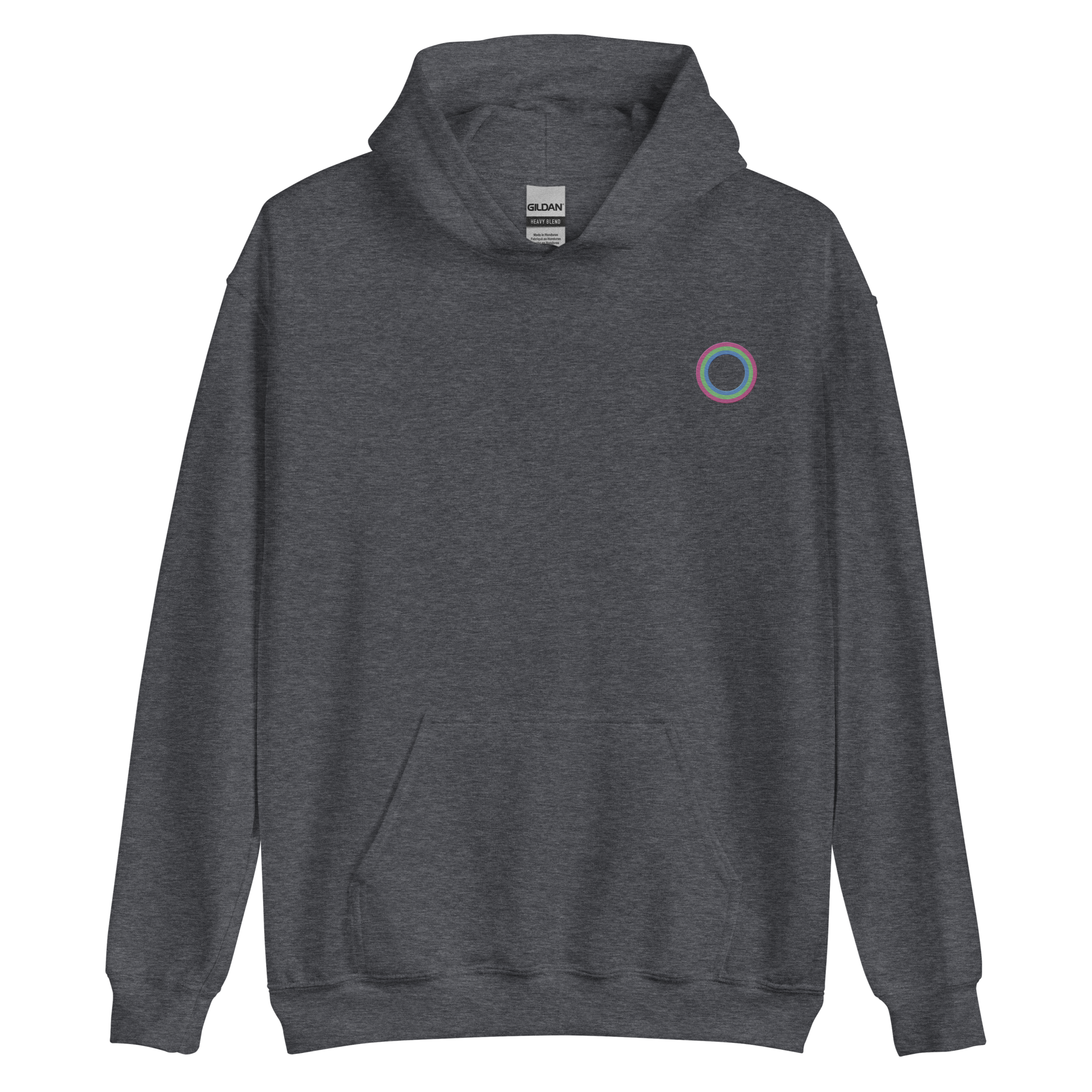 Embroidered Hoodie: Polysexual Pride Ring Emblem Design