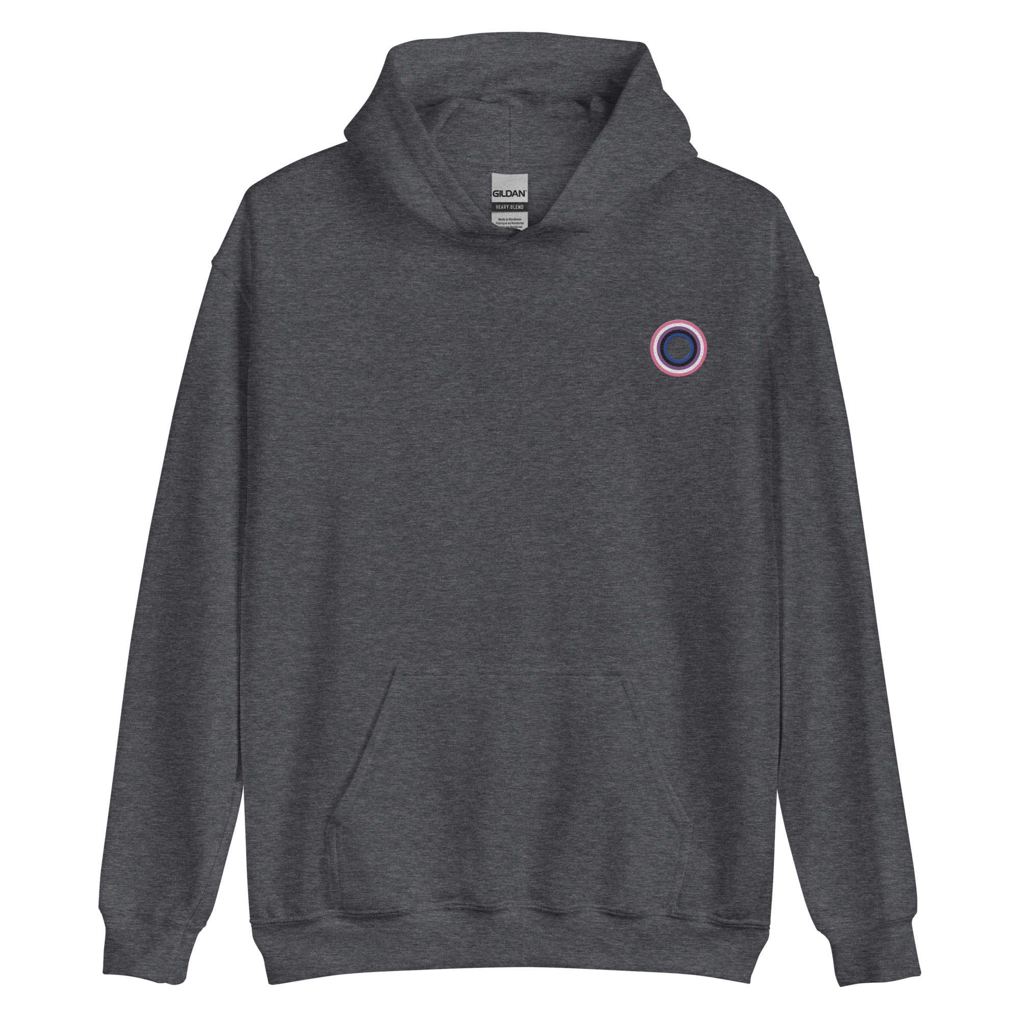 Embroidered Hoodie: Genderfluid Pride Ring Emblem Design