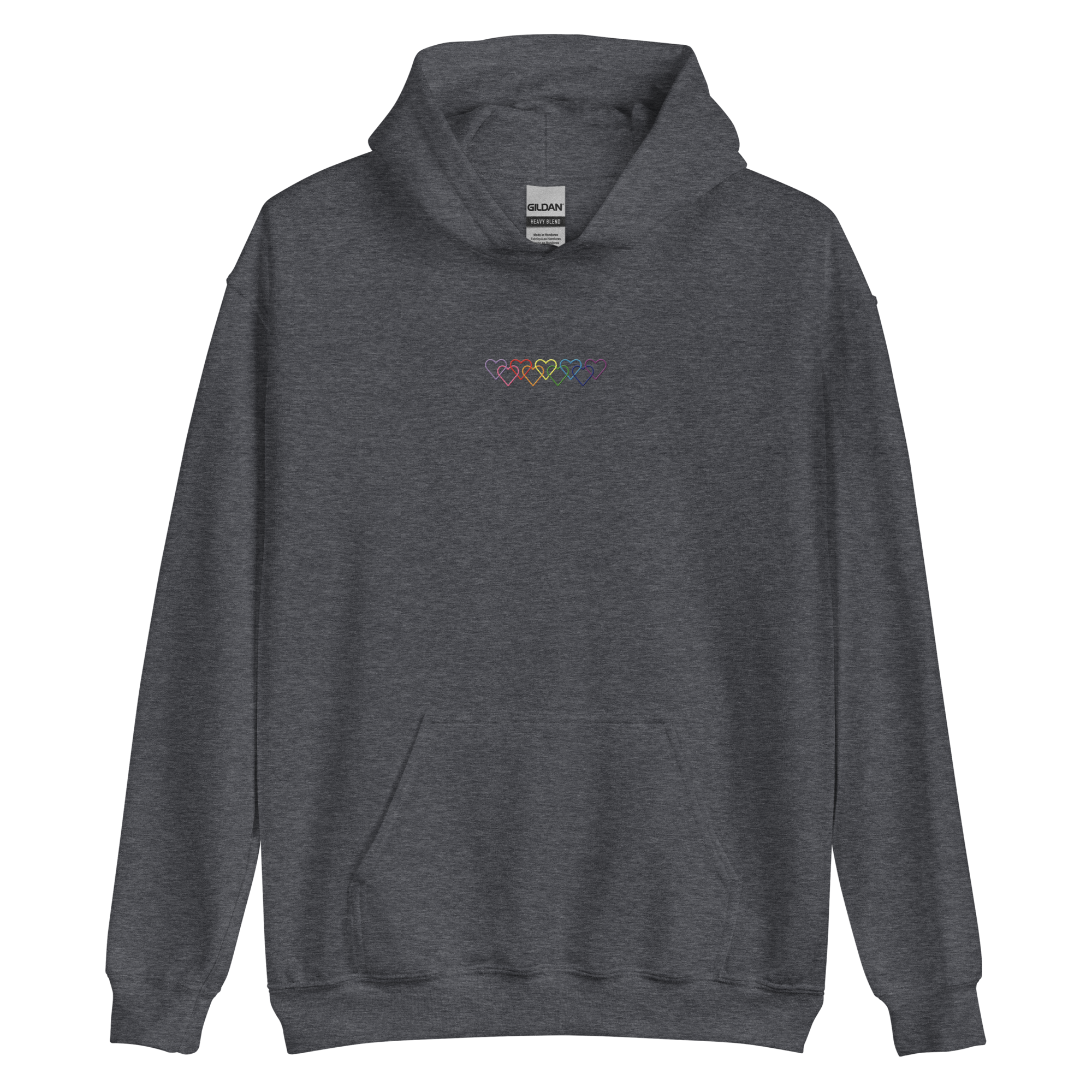 Gilbert Baker Pride Hoodie: Interlaced Heart Outlines Embroidered Sweatshirt