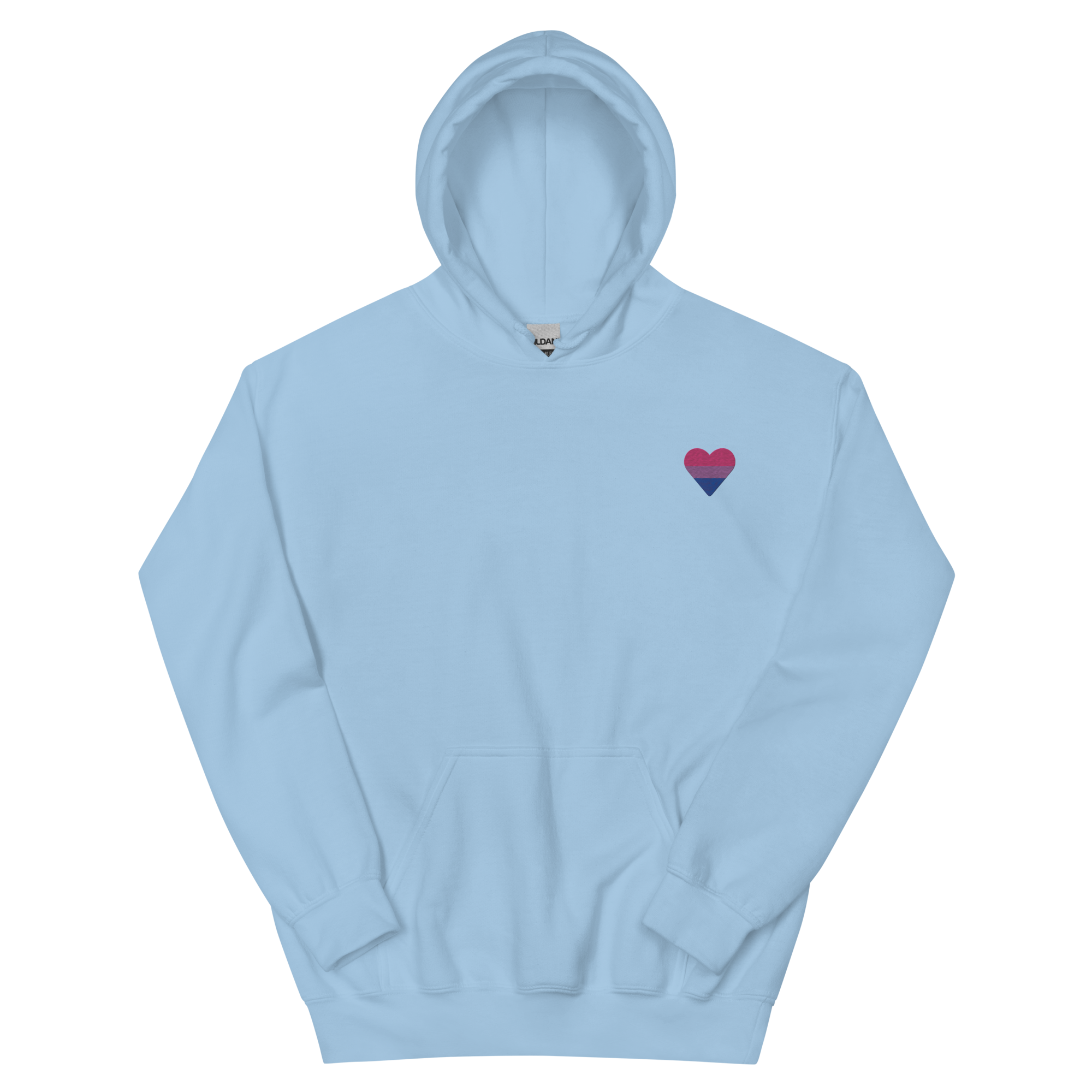 Bisexual Flag Embroidered Heart Hoodie: Celebratory LGBTQ+ Pride Design